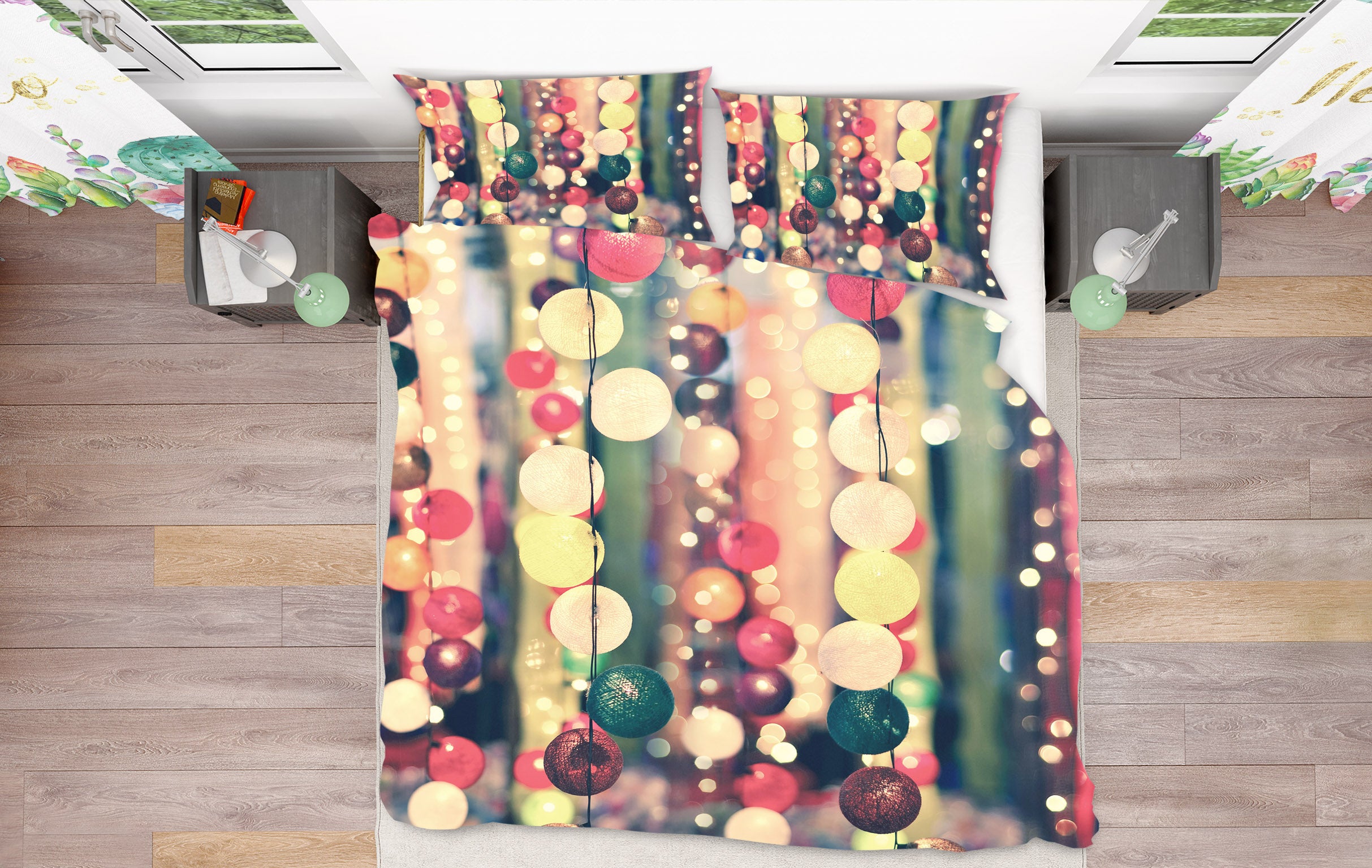 3D Color Light Ball 52232 Christmas Quilt Duvet Cover Xmas Bed Pillowcases