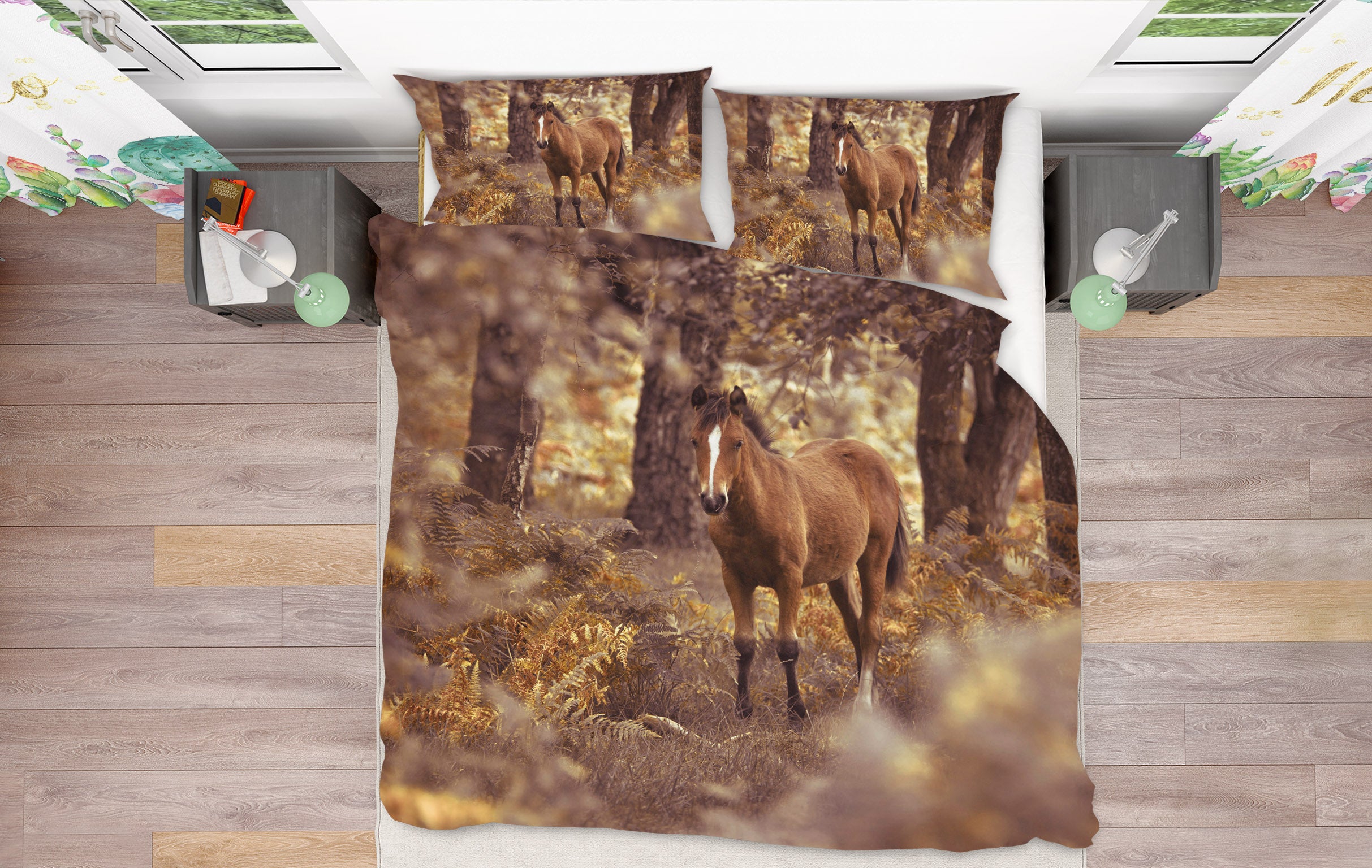 3D Forest Horse 1006 Assaf Frank Bedding Bed Pillowcases Quilt