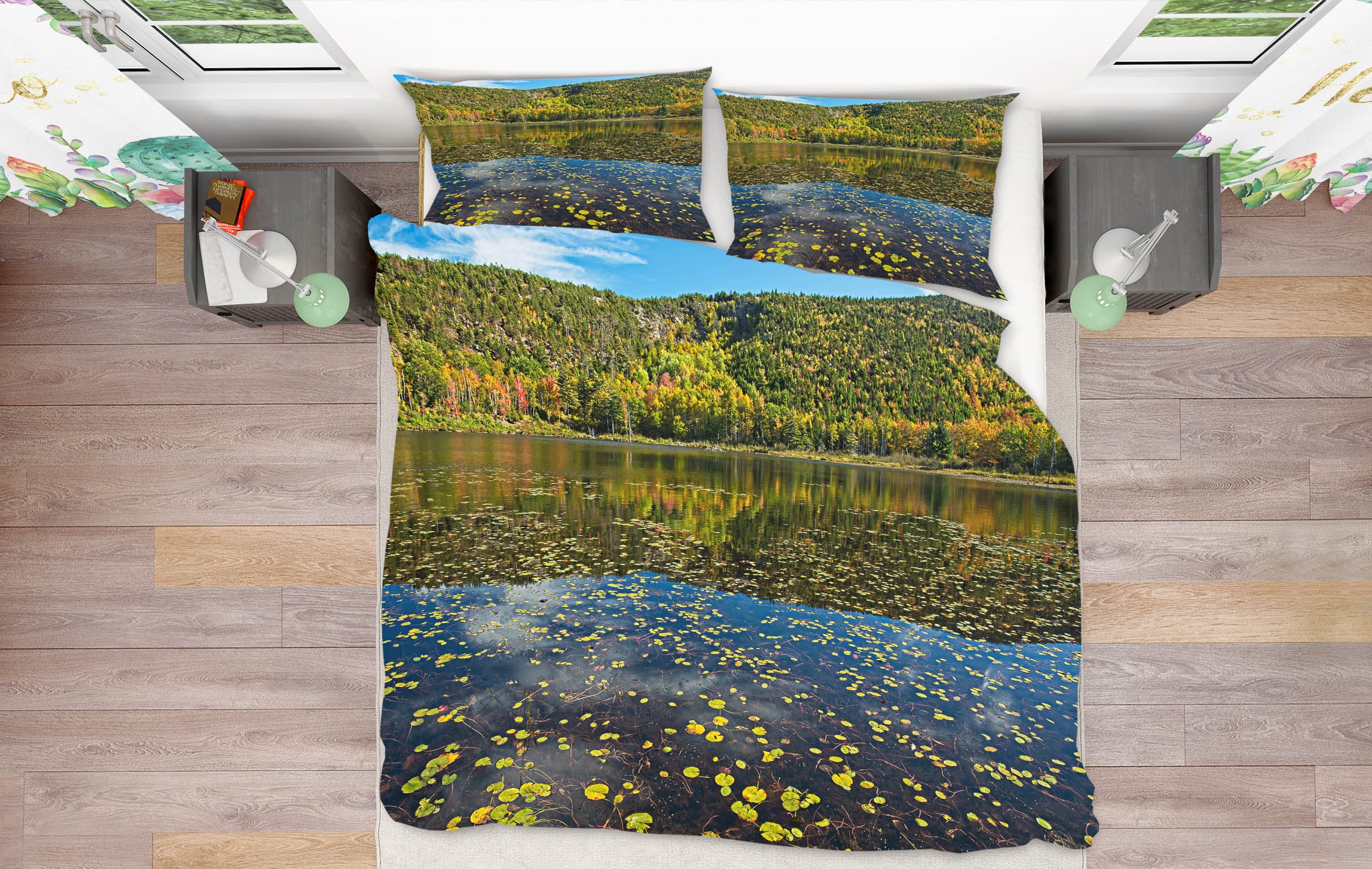 3D Lake Leaves 62188 Kathy Barefield Bedding Bed Pillowcases Quilt