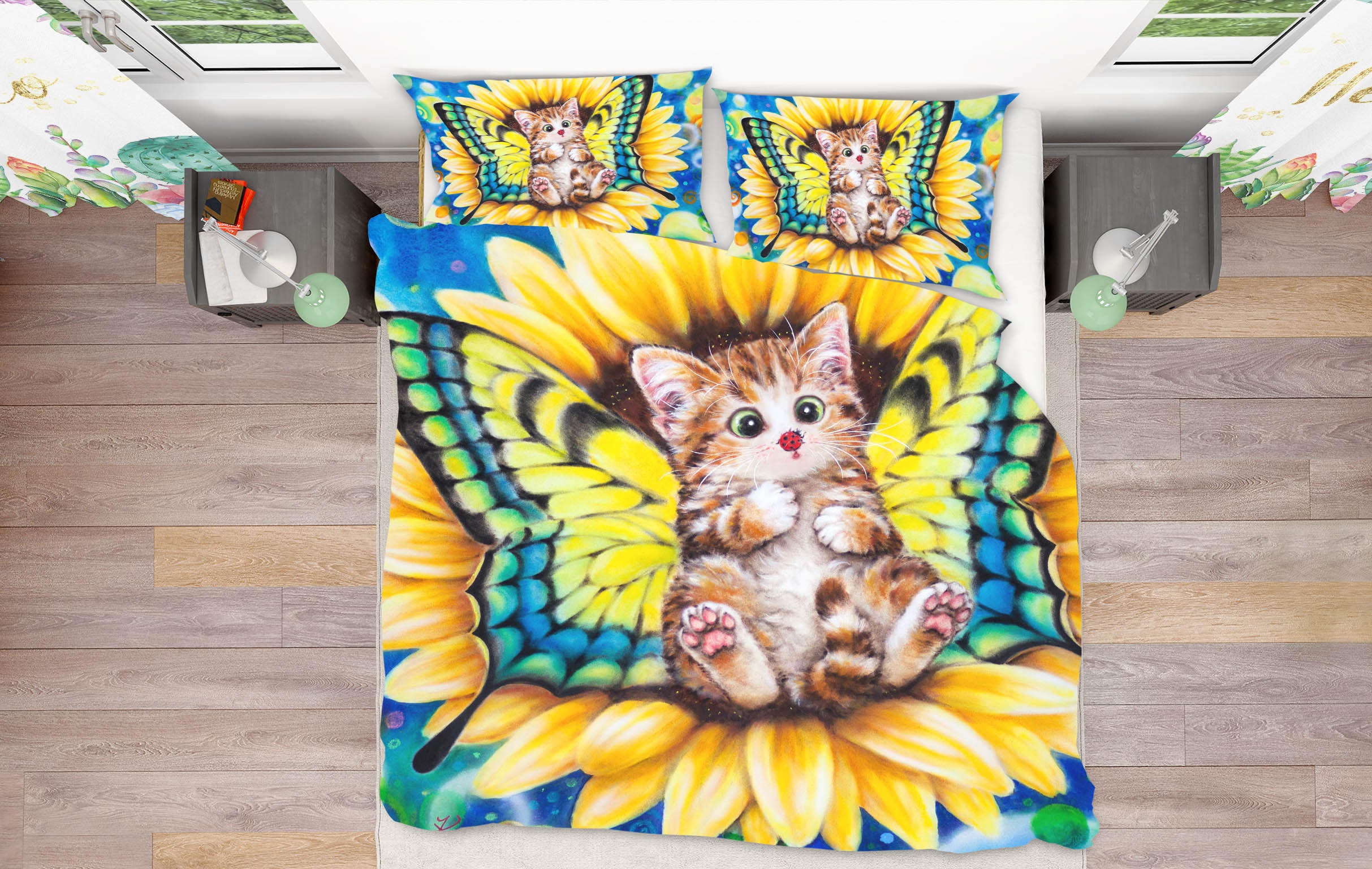 3D Butterfly Cat 5860 Kayomi Harai Bedding Bed Pillowcases Quilt Cover Duvet Cover