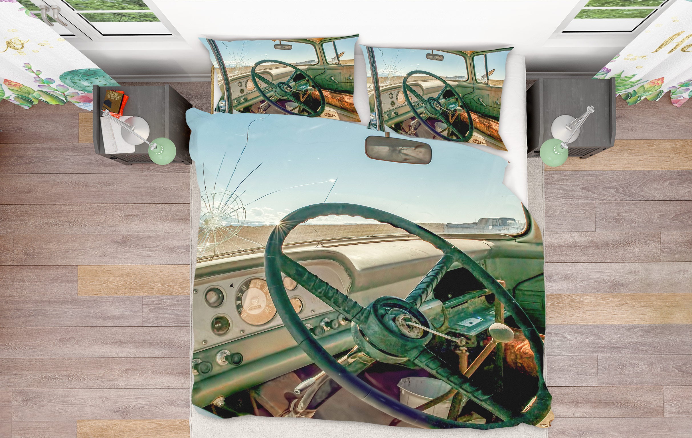 3D Green Steering Wheel 8512 Beth Sheridan Bedding Bed Pillowcases Quilt