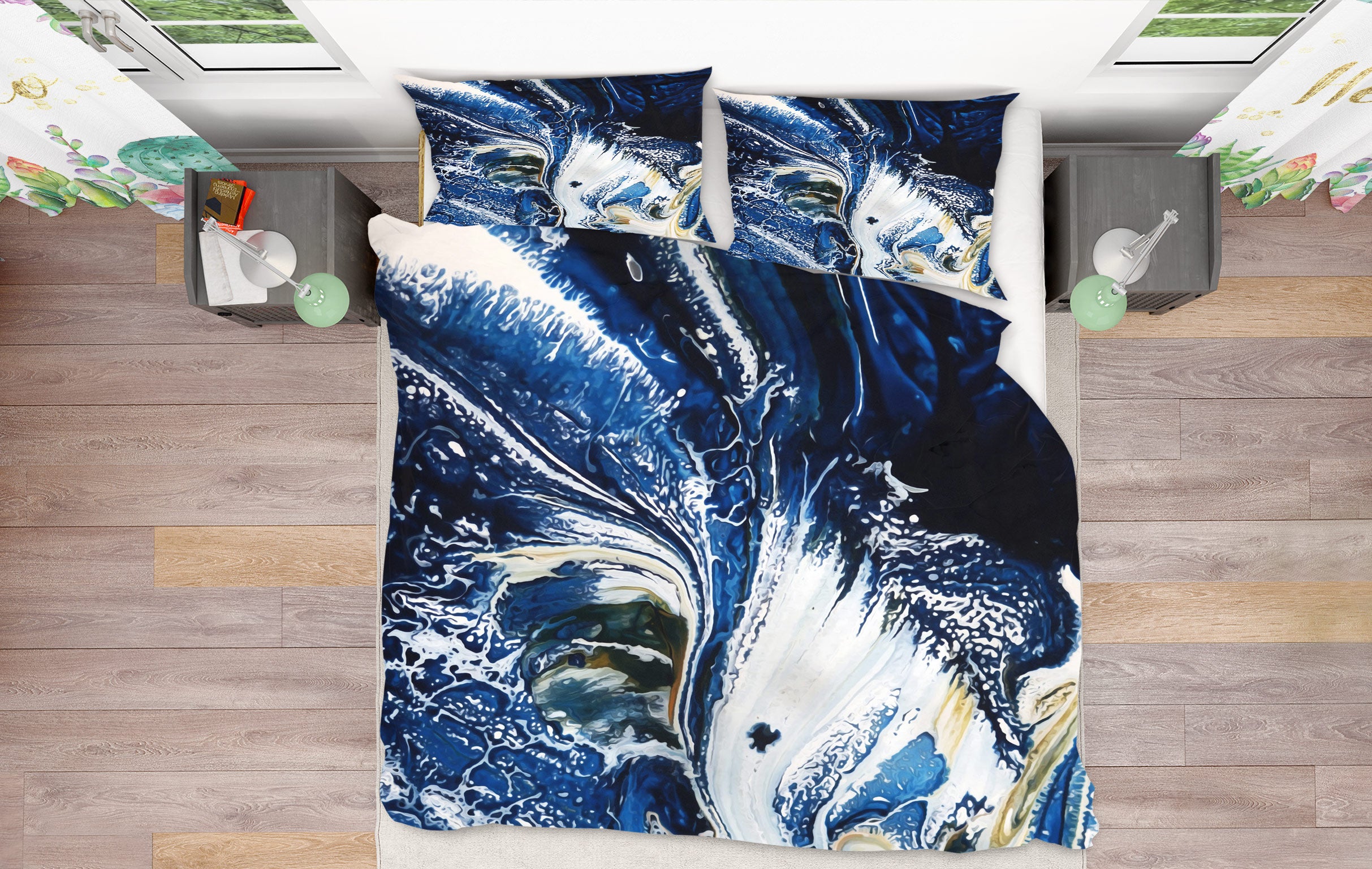 3D Dark Blue Pattern 67051 Bed Pillowcases Quilt