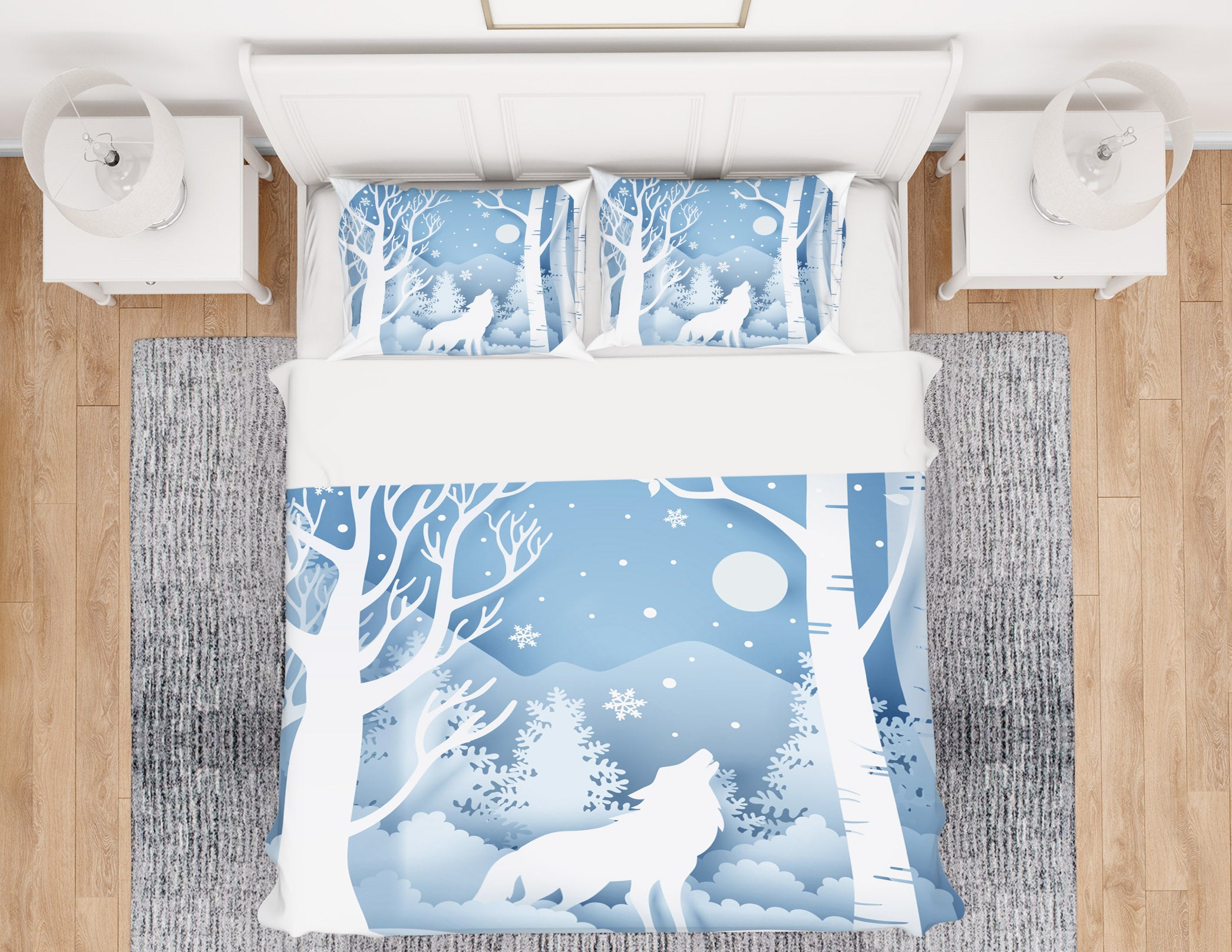 3D Snow Tree Wolf 64012 Bed Pillowcases Quilt