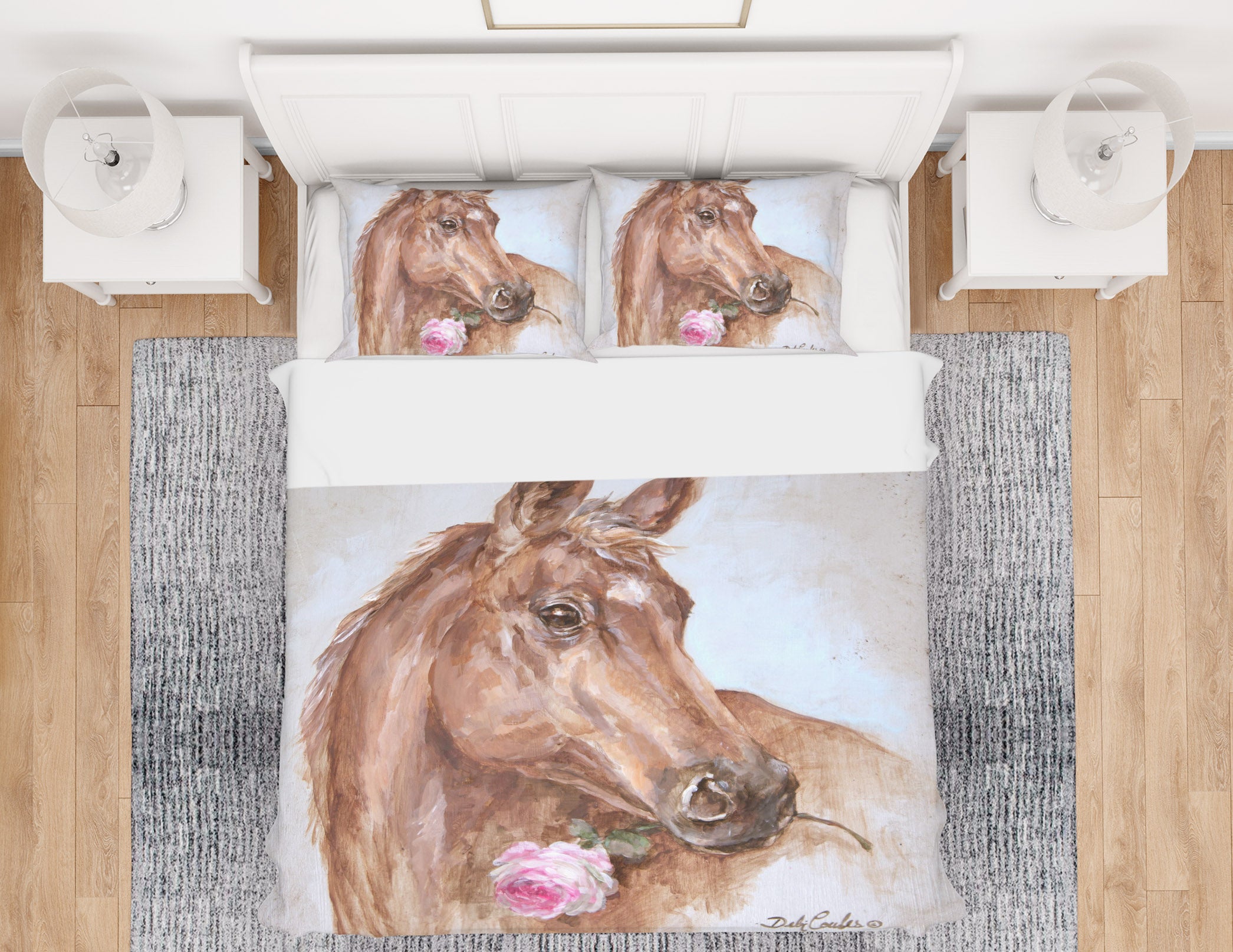 3D Brown Horse With Flower 2027 Debi Coules Bedding Bed Pillowcases Quilt