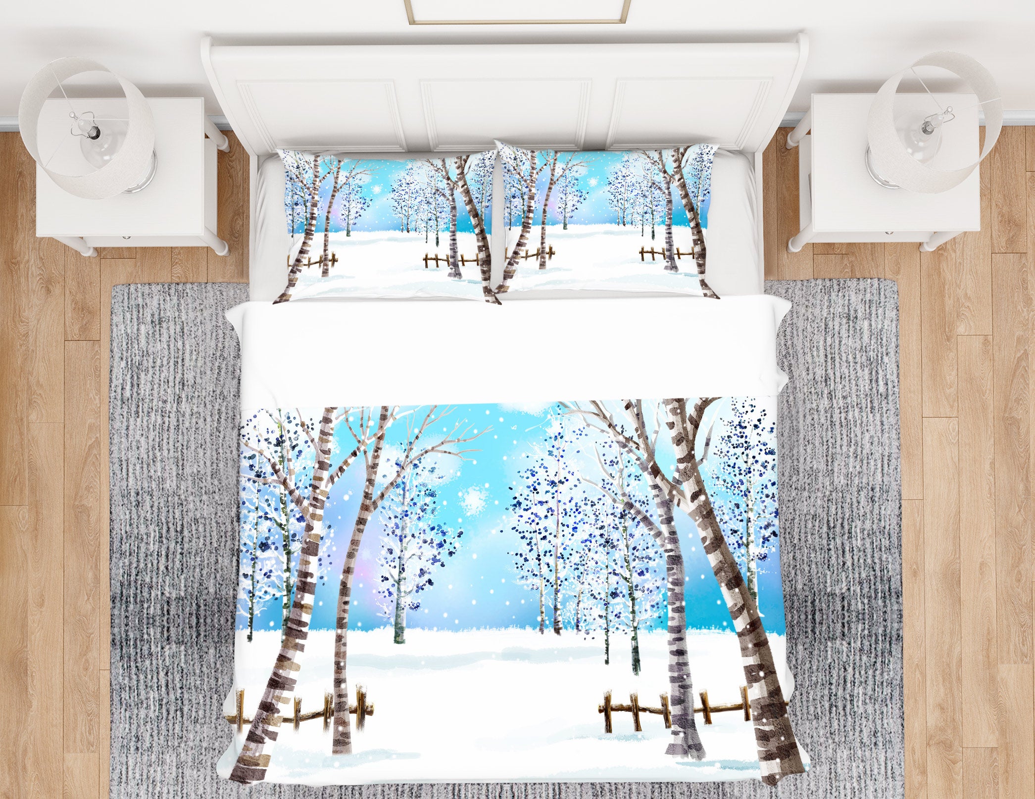 3D Snowfield Tree 67054 Bed Pillowcases Quilt