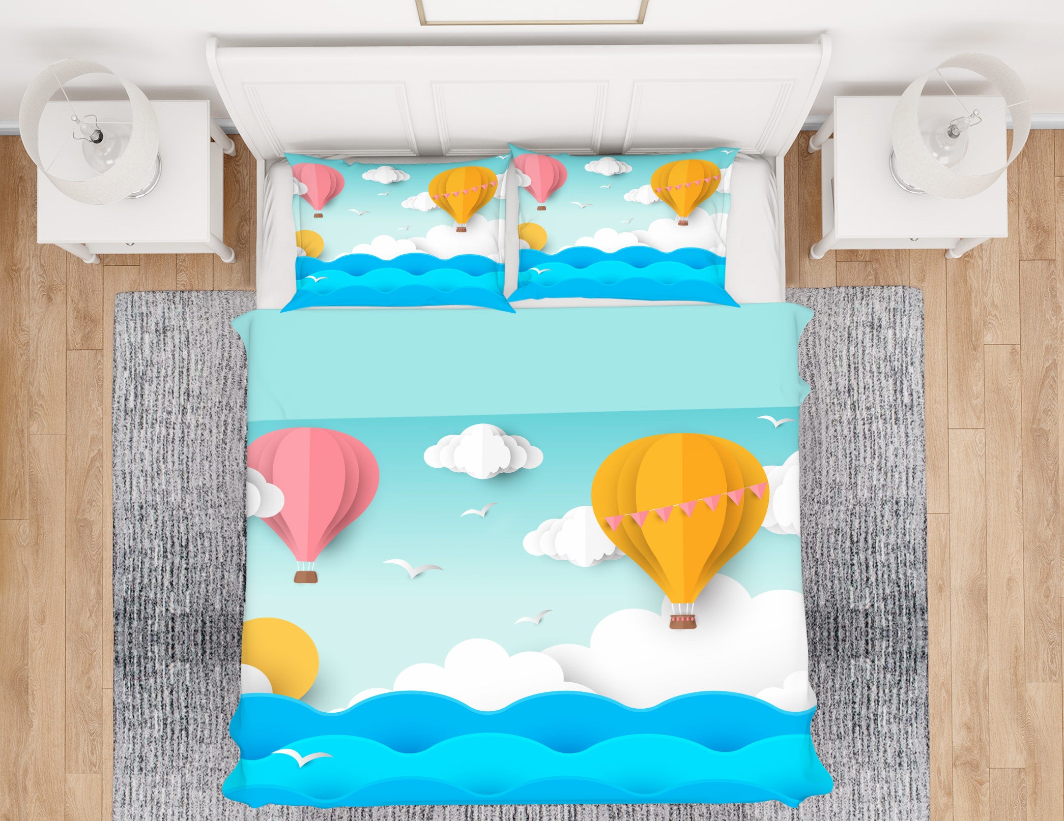 3D Sky Hot Air Balloon 67170 Bed Pillowcases Quilt