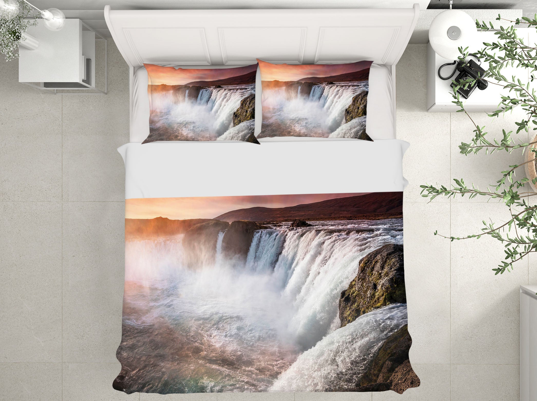 3D White Waterfall 066 Marco Carmassi Bedding Bed Pillowcases Quilt