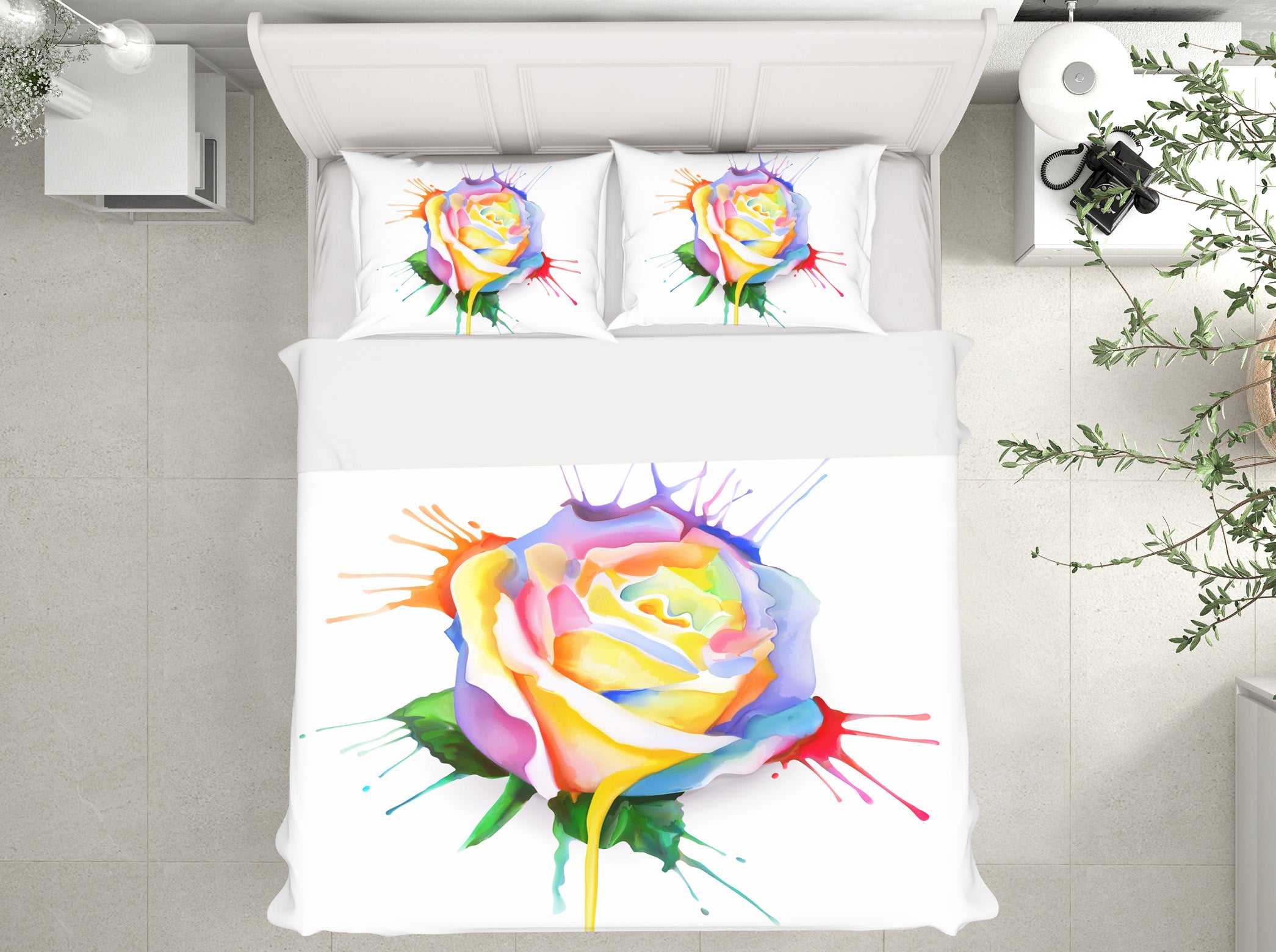 3D Color Ink Rose 63223 Bed Pillowcases Quilt