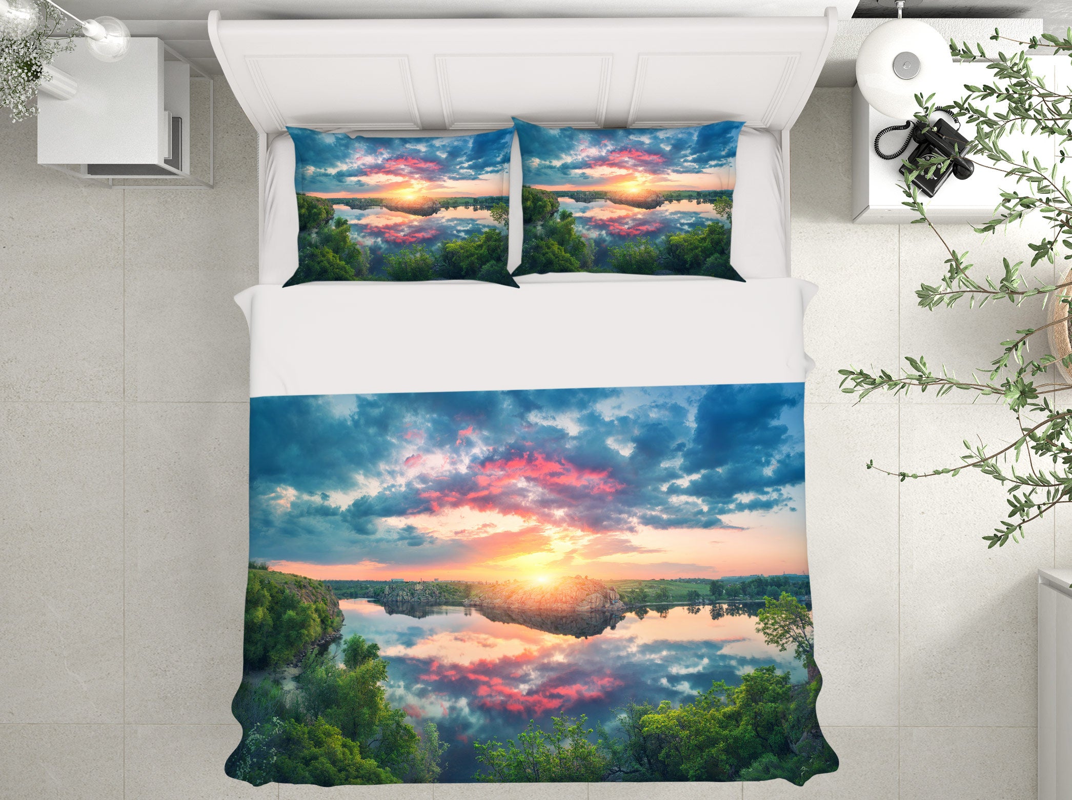 3D Sky Reflection 67096 Bed Pillowcases Quilt