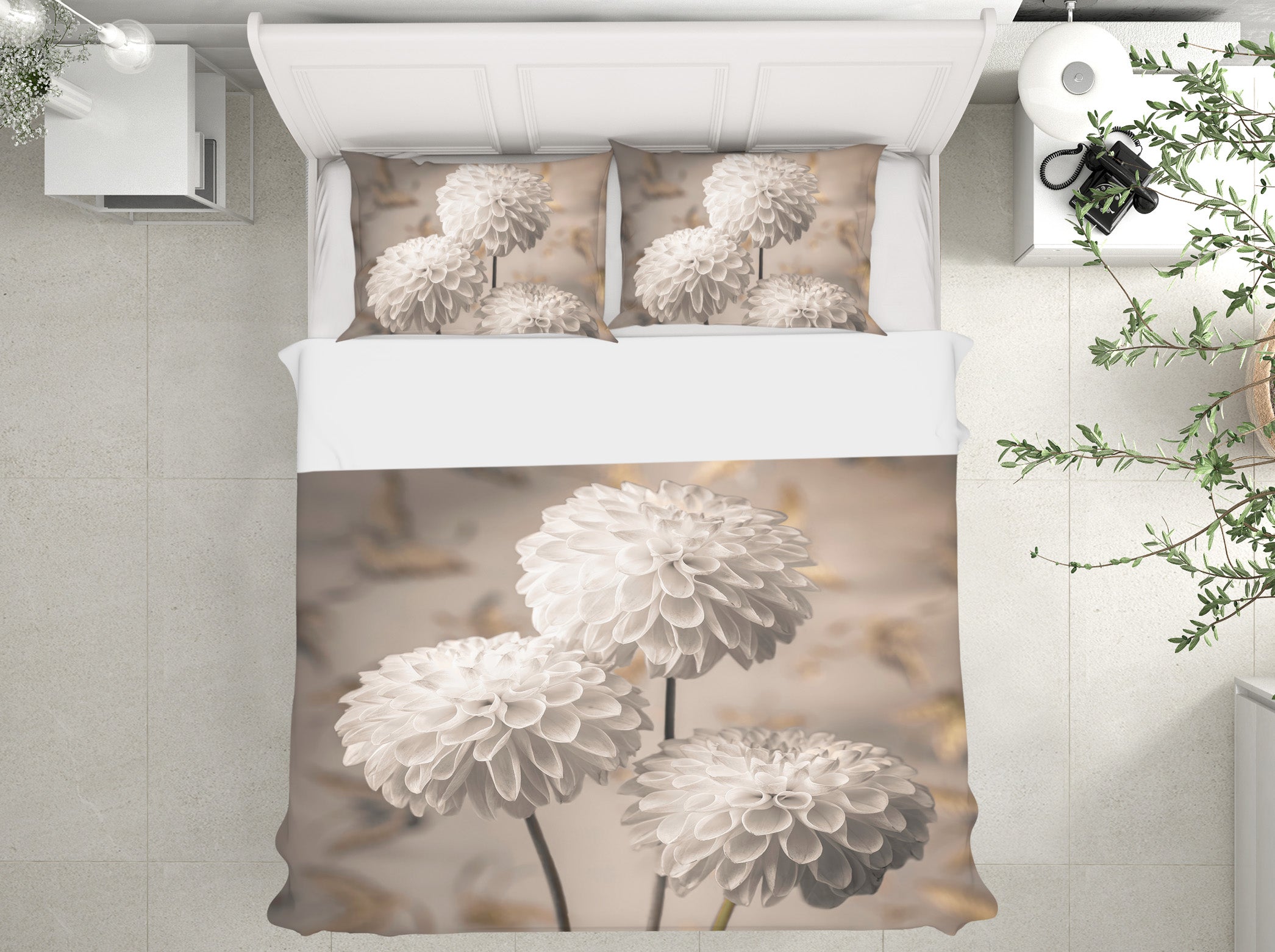 3D White Flower Ball 8609 Assaf Frank Bedding Bed Pillowcases Quilt