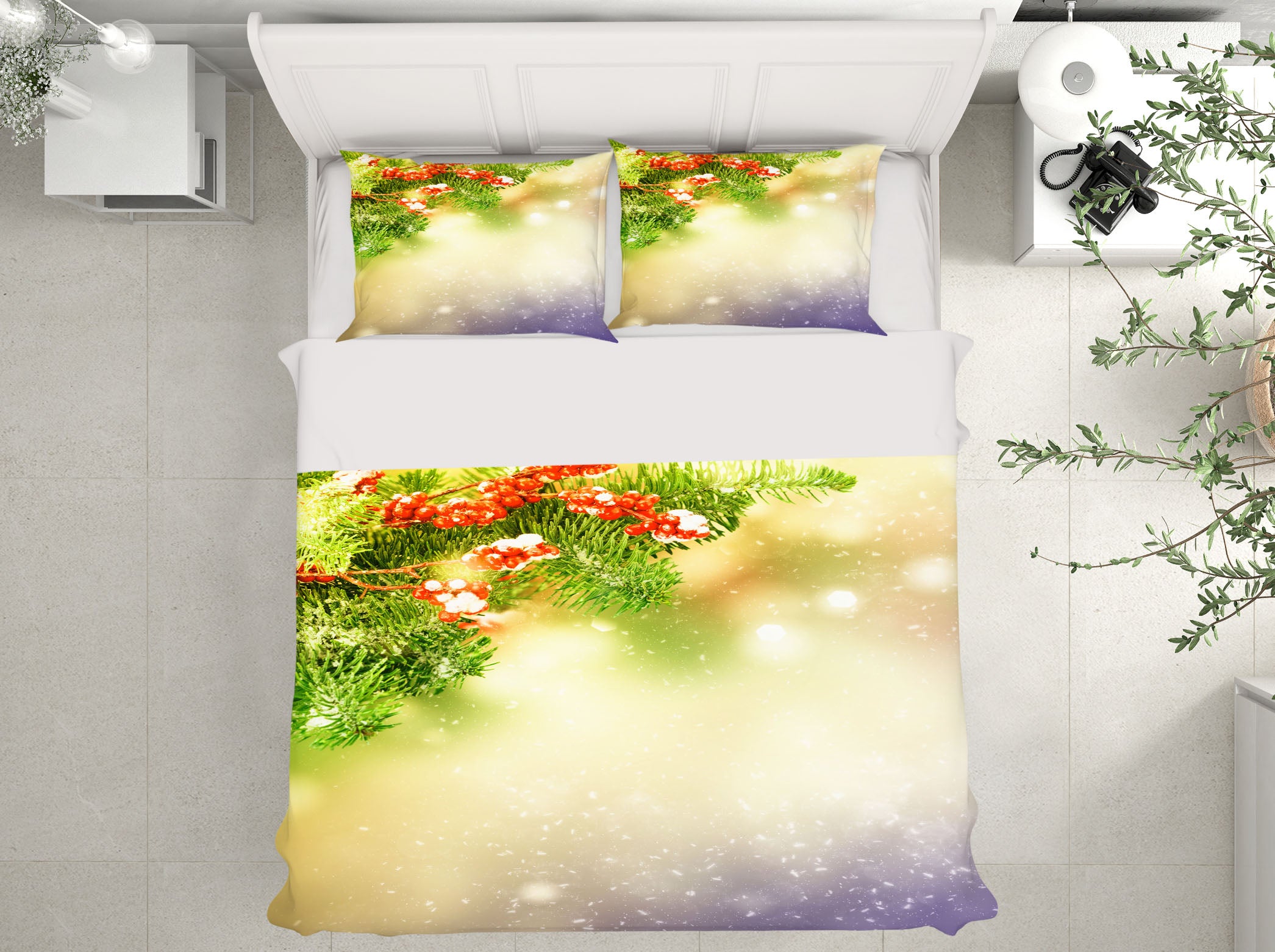 3D Branches Light Shadow 53012 Christmas Quilt Duvet Cover Xmas Bed Pillowcases