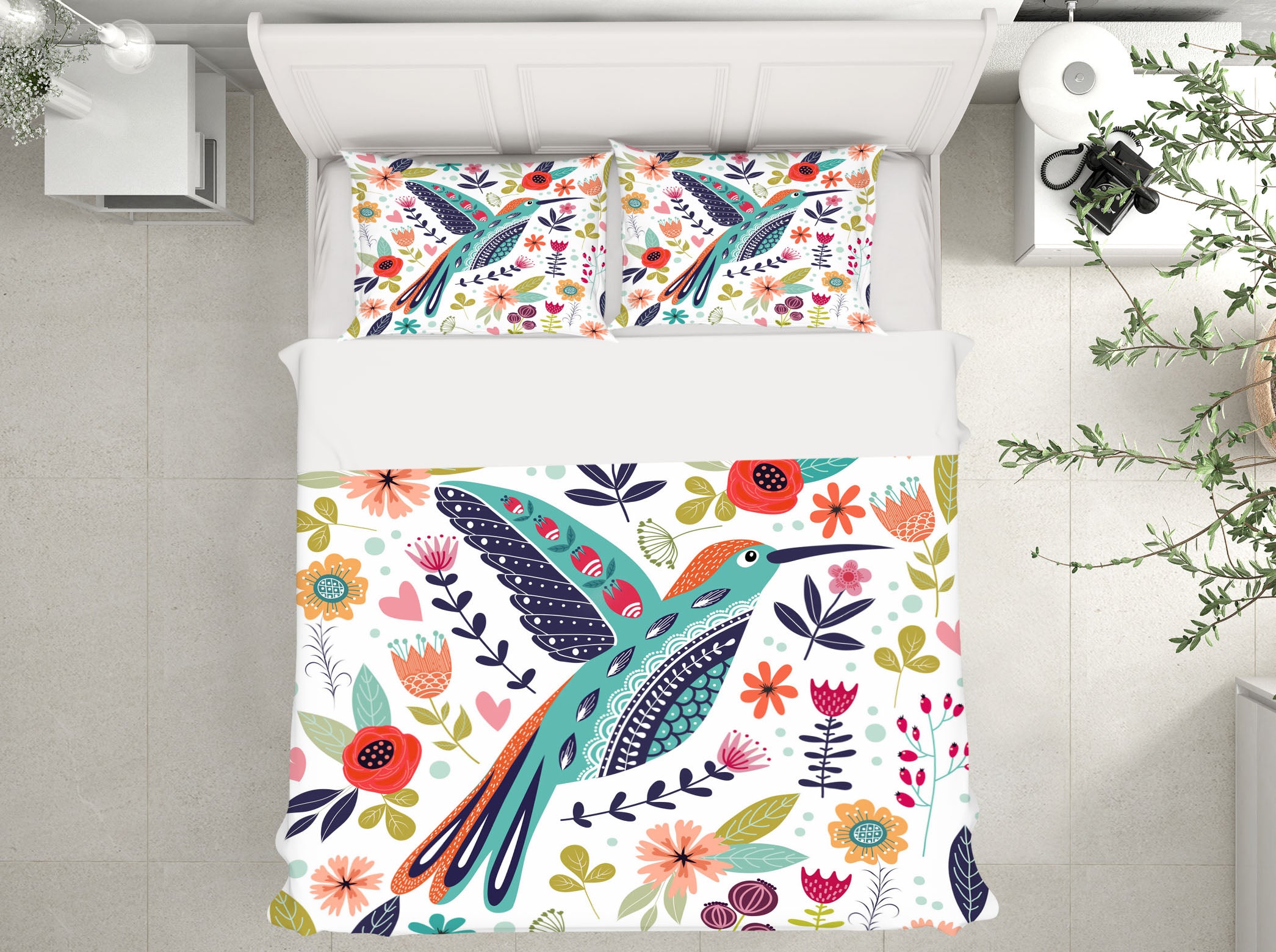 3D Flower Pattern Bird 64008 Bed Pillowcases Quilt