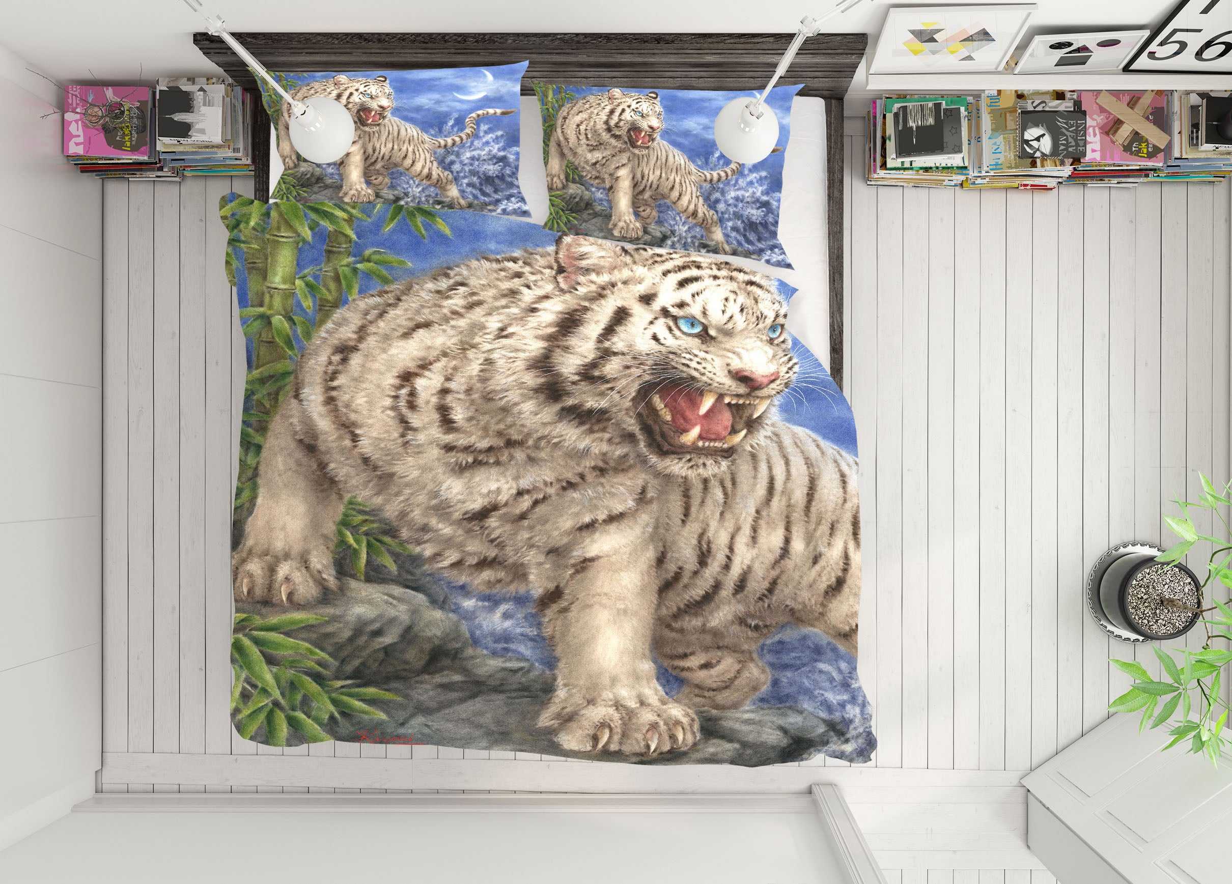 3D White Tiger 5886 Kayomi Harai Bedding Bed Pillowcases Quilt Cover Duvet Cover