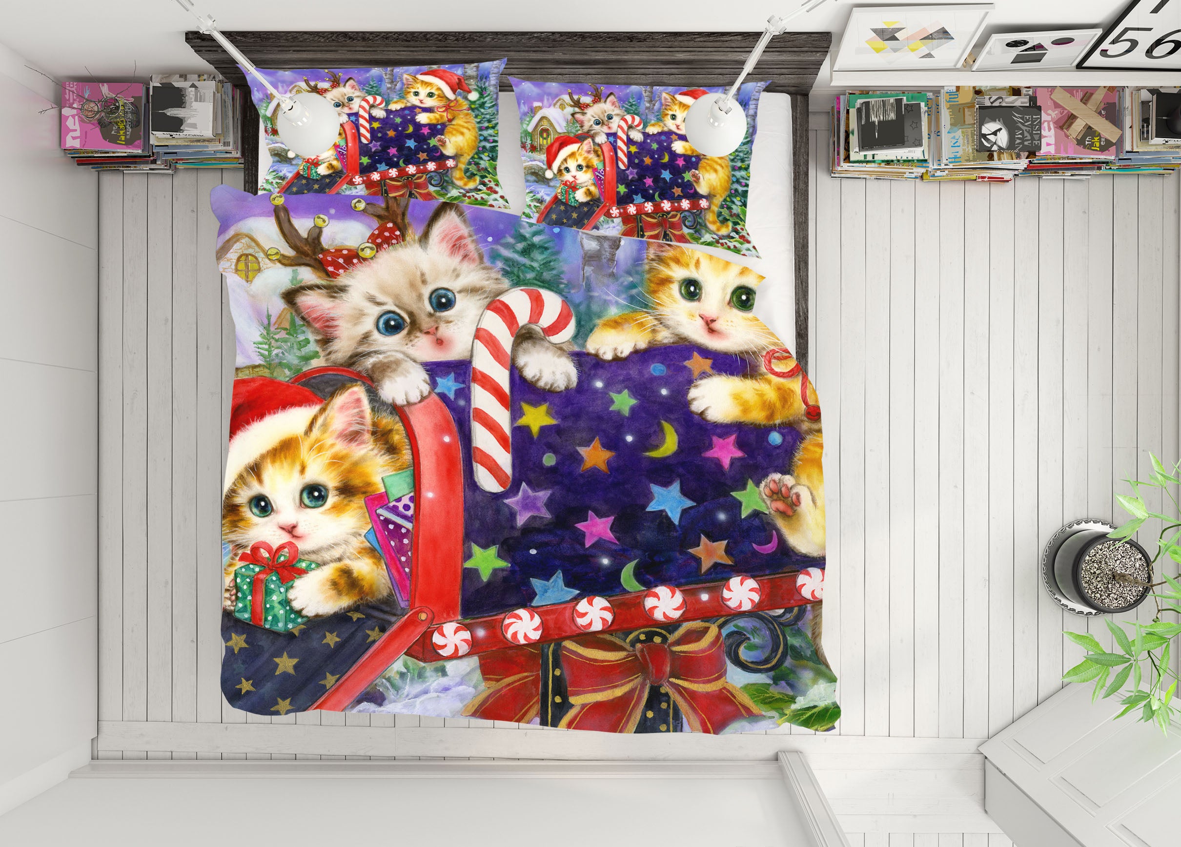 3D Christmas Cat 5919 Kayomi Harai Bedding Bed Pillowcases Quilt Cover Duvet Cover