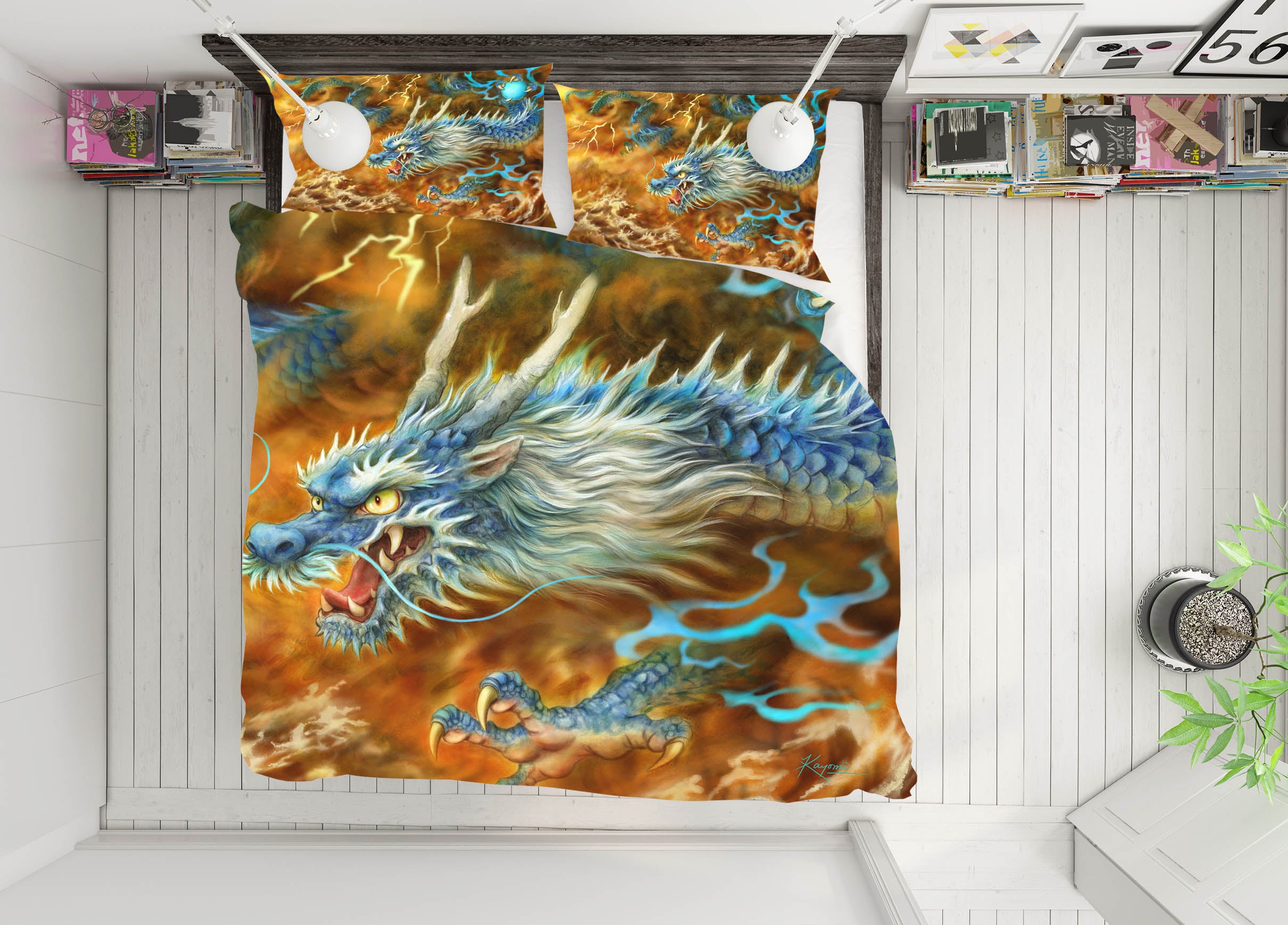 3D Dragon Lightning 5822 Kayomi Harai Bedding Bed Pillowcases Quilt Cover Duvet Cover