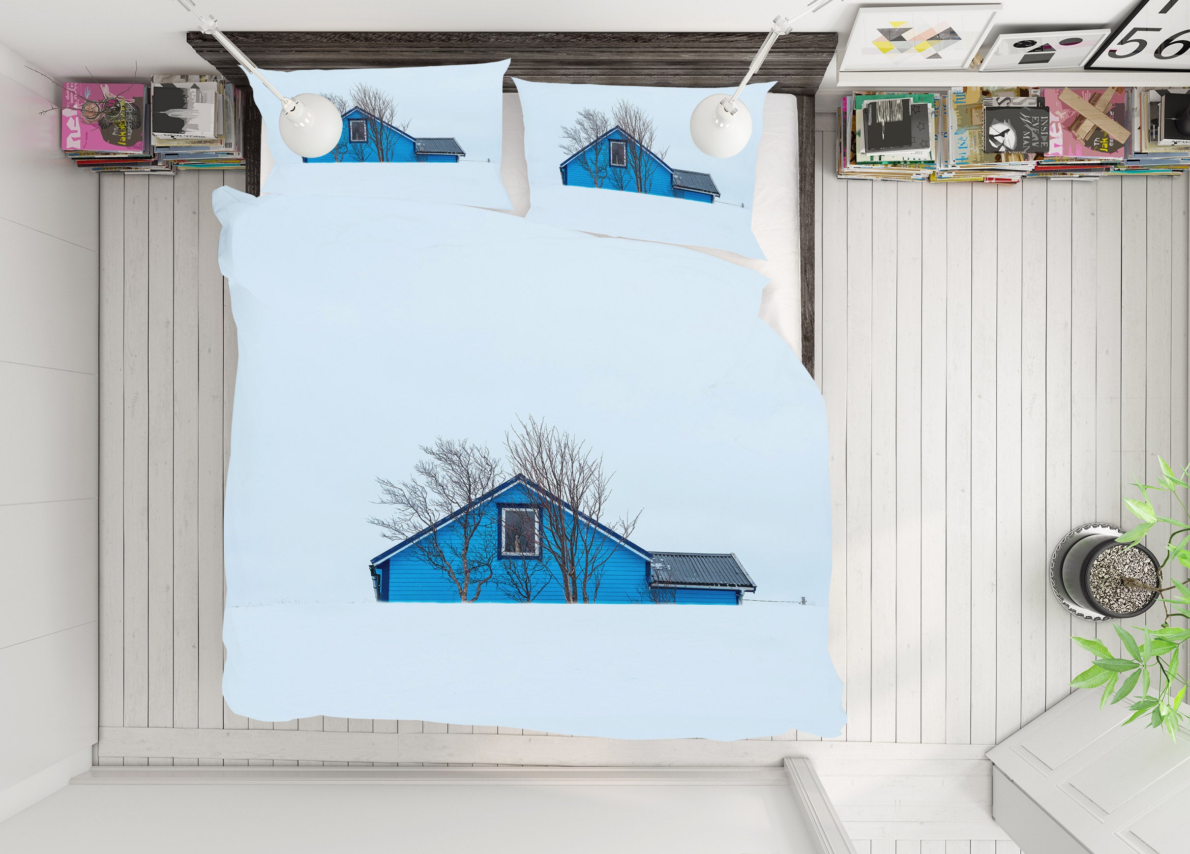 3D Blue House 2155 Marco Carmassi Bedding Bed Pillowcases Quilt