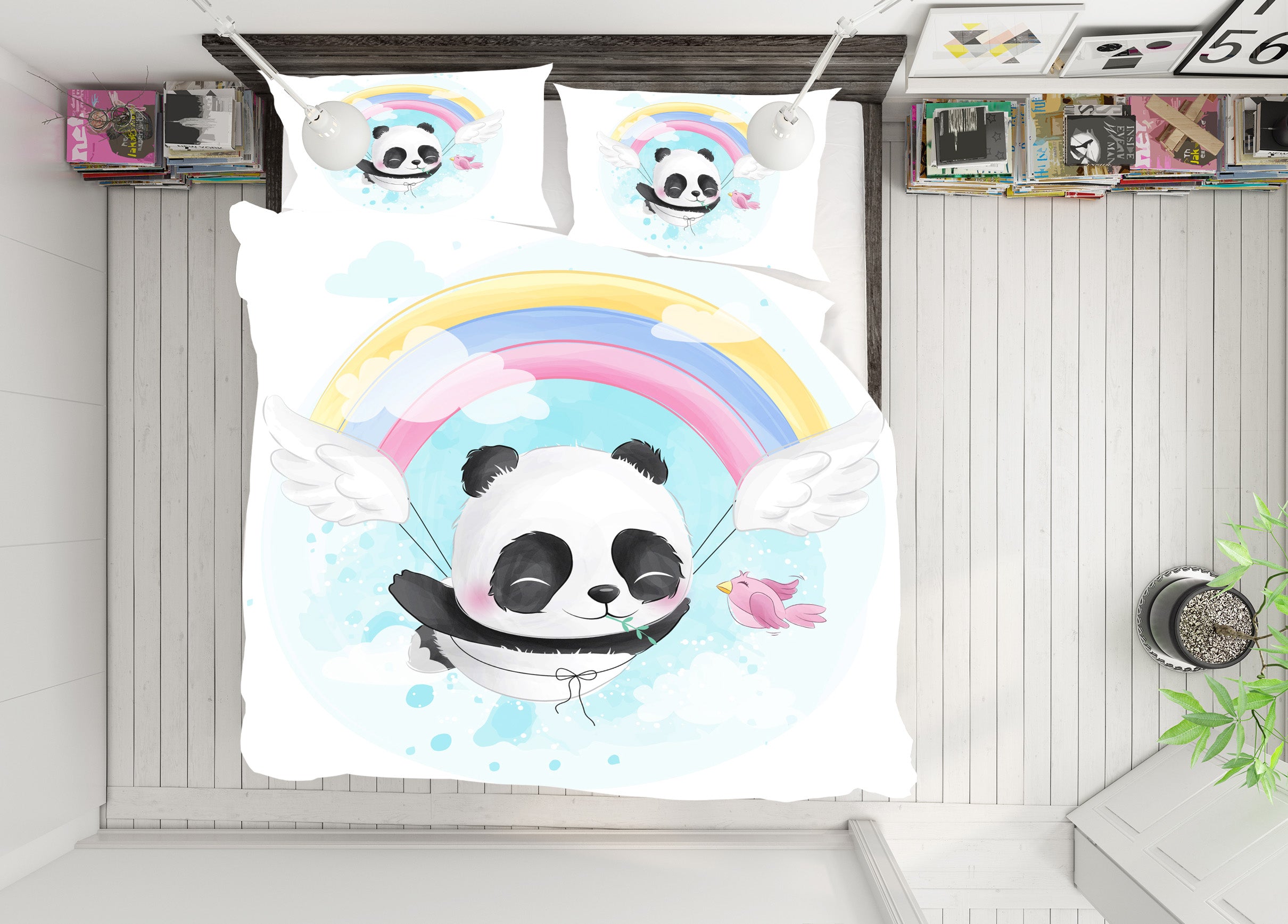 3D Rainbow Panda 67027 Bed Pillowcases Quilt