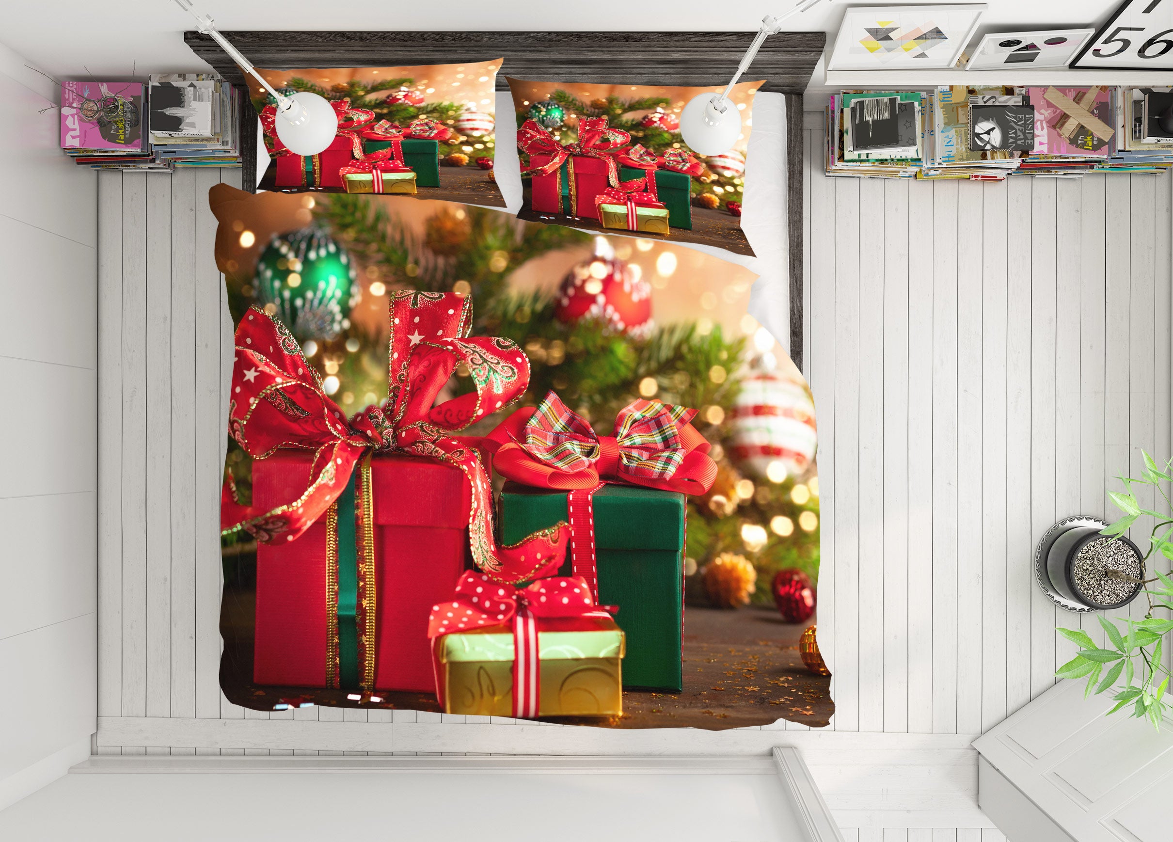 3D Gift Box 52188 Christmas Quilt Duvet Cover Xmas Bed Pillowcases