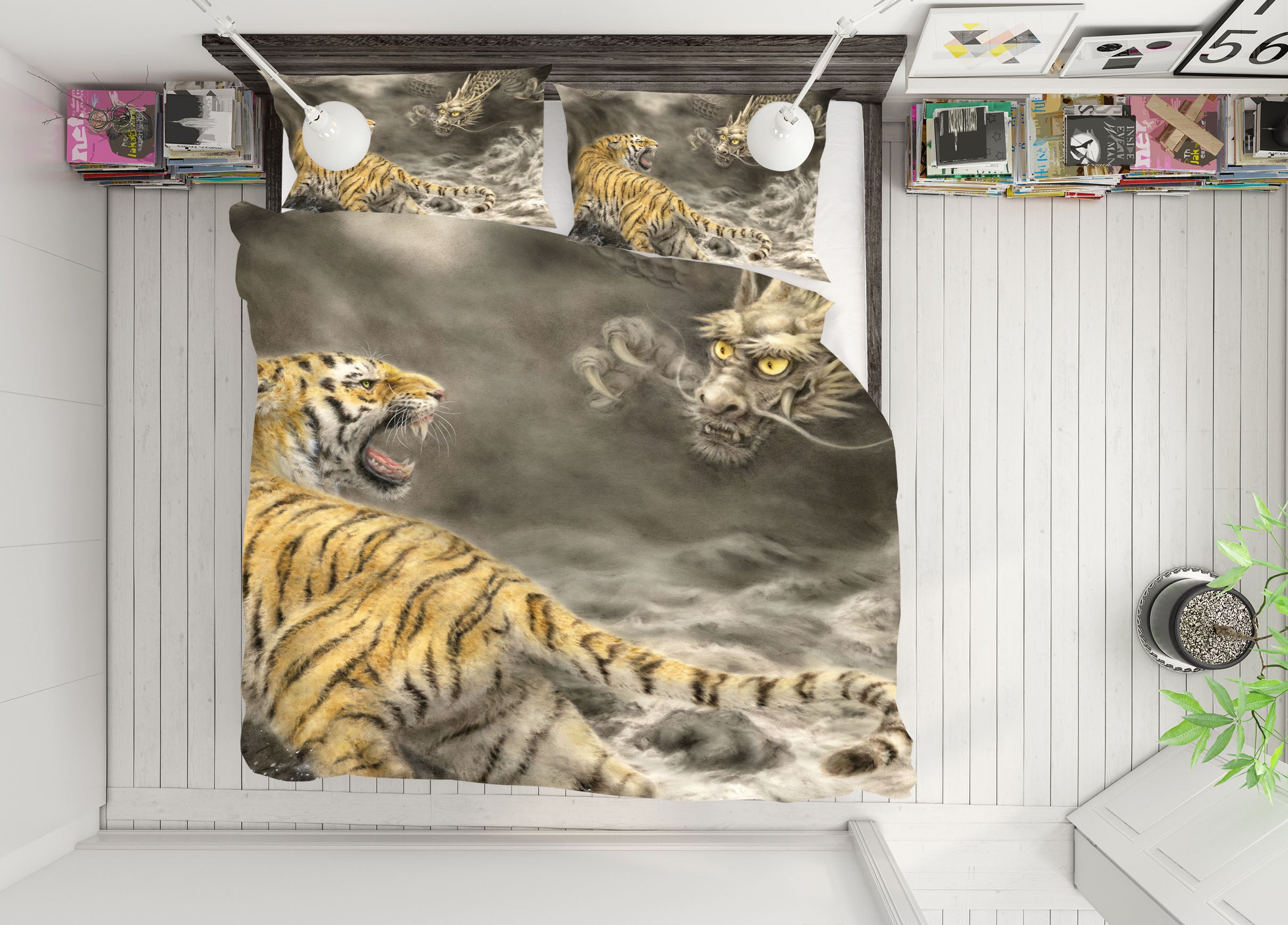 3D Dragon Tiger 5923 Kayomi Harai Bedding Bed Pillowcases Quilt Cover Duvet Cover