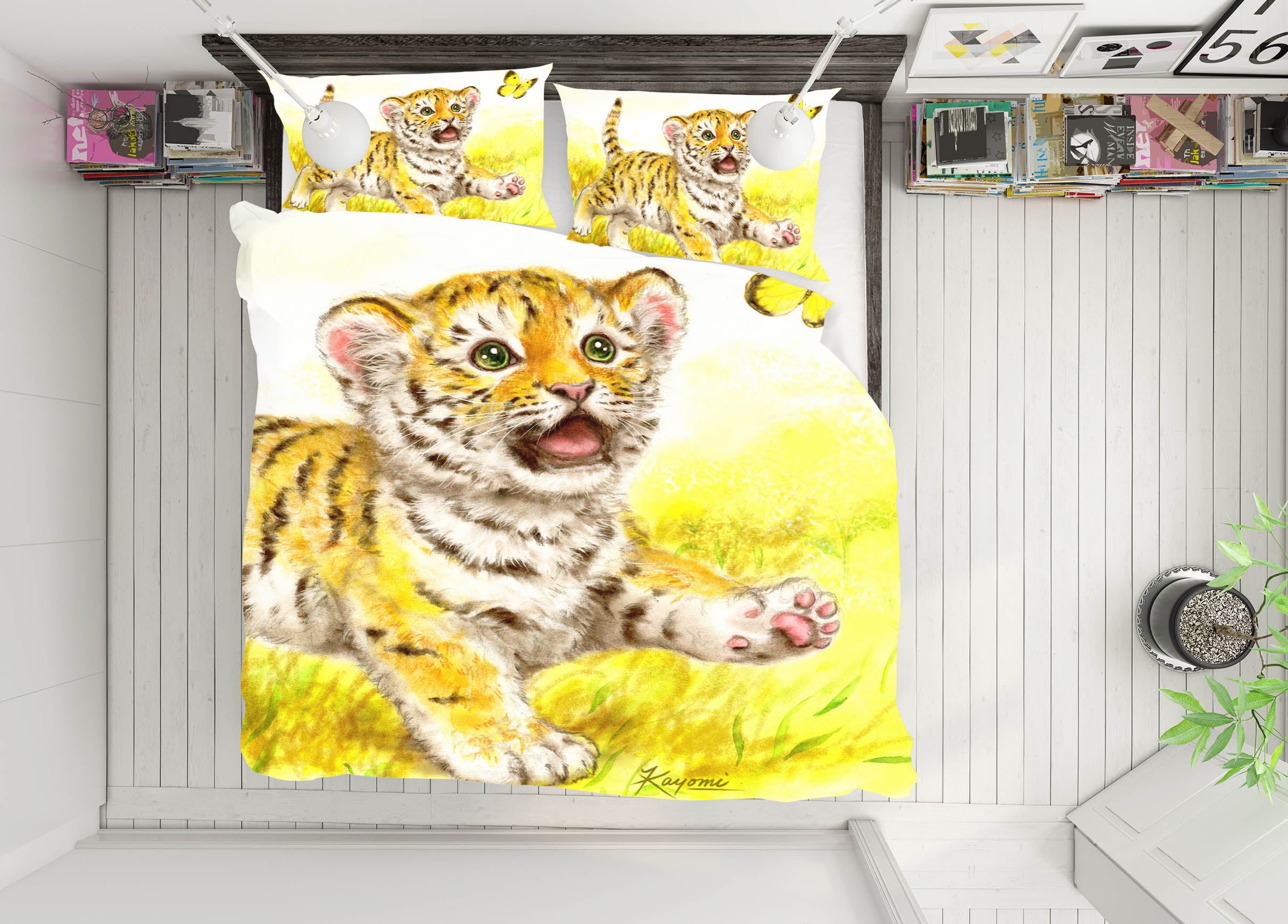 3D Tiger Baby Butterfly 5807 Kayomi Harai Bedding Bed Pillowcases Quilt Cover Duvet Cover