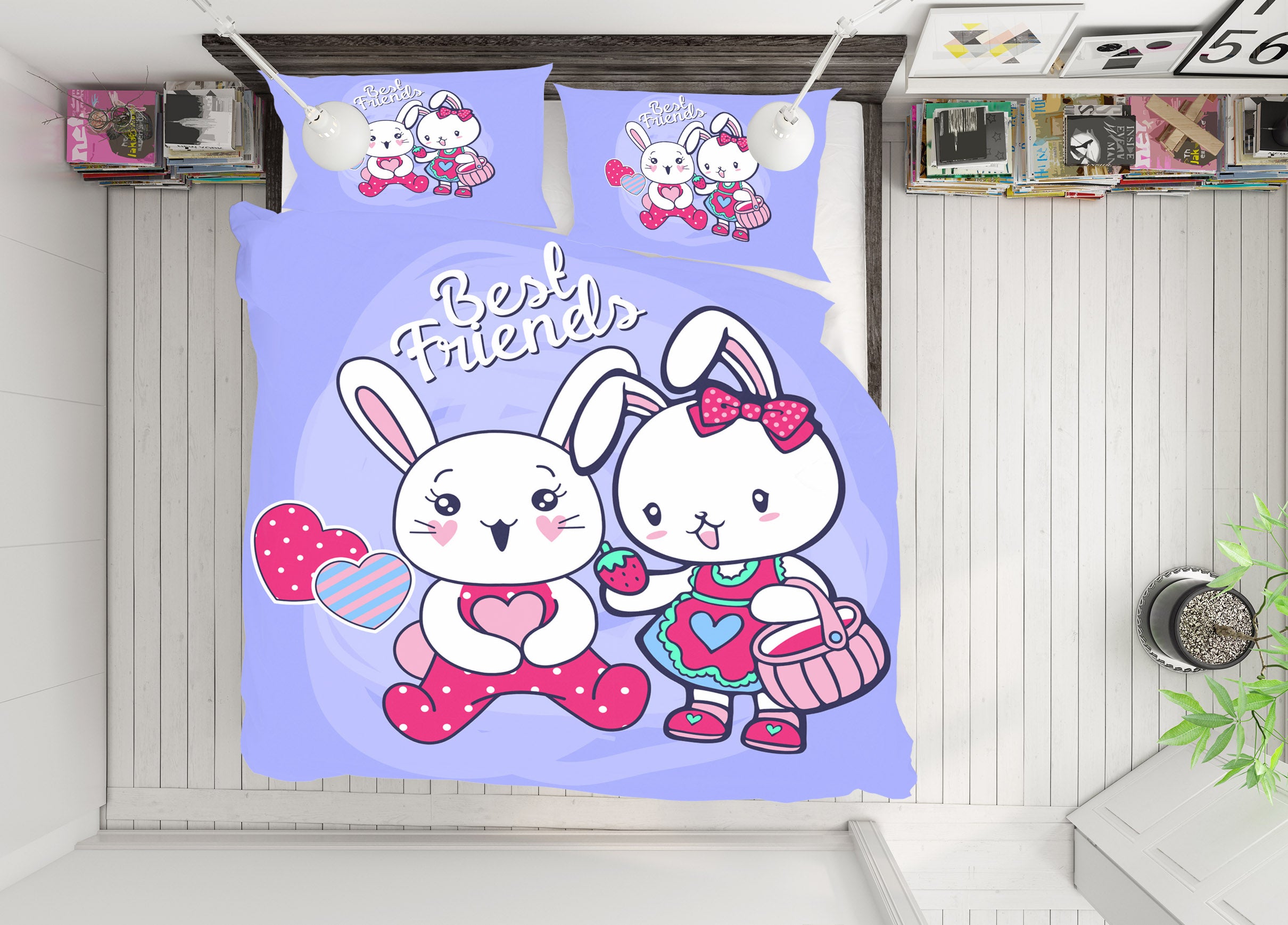 3D Cartoon Bunny 63213 Bed Pillowcases Quilt