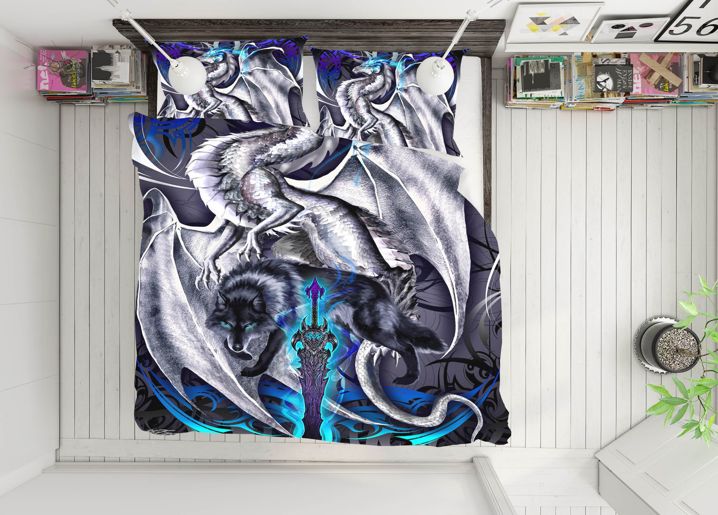 3D Gray Dragon 8318 Ruth Thompson Bedding Bed Pillowcases Quilt Cover Duvet Cover