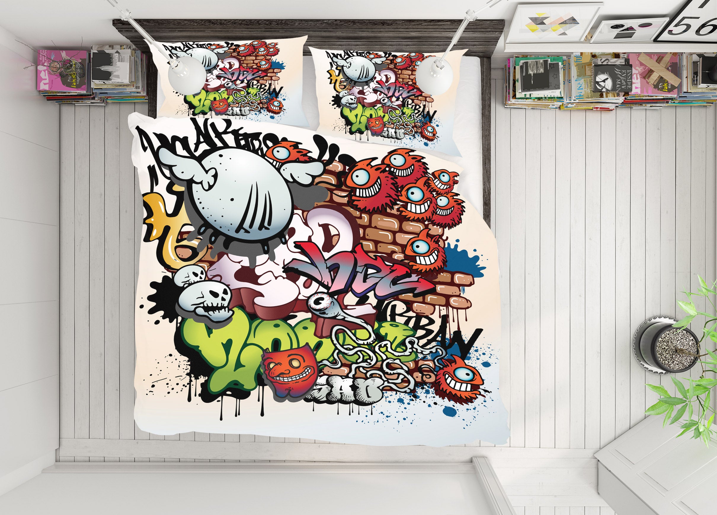 3D Graffiti 67024 Bed Pillowcases Quilt