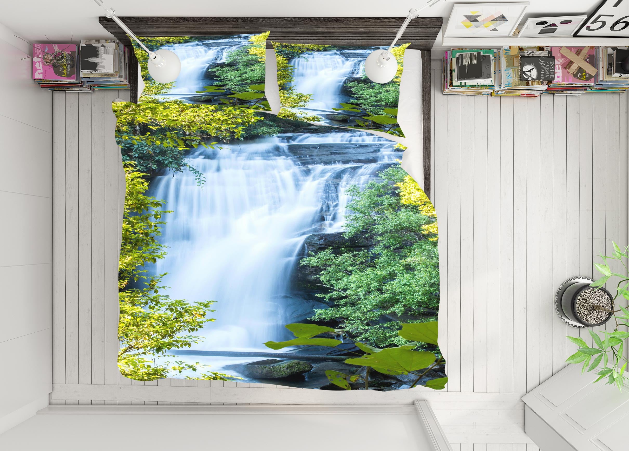 3D Waterfall 67113 Bed Pillowcases Quilt