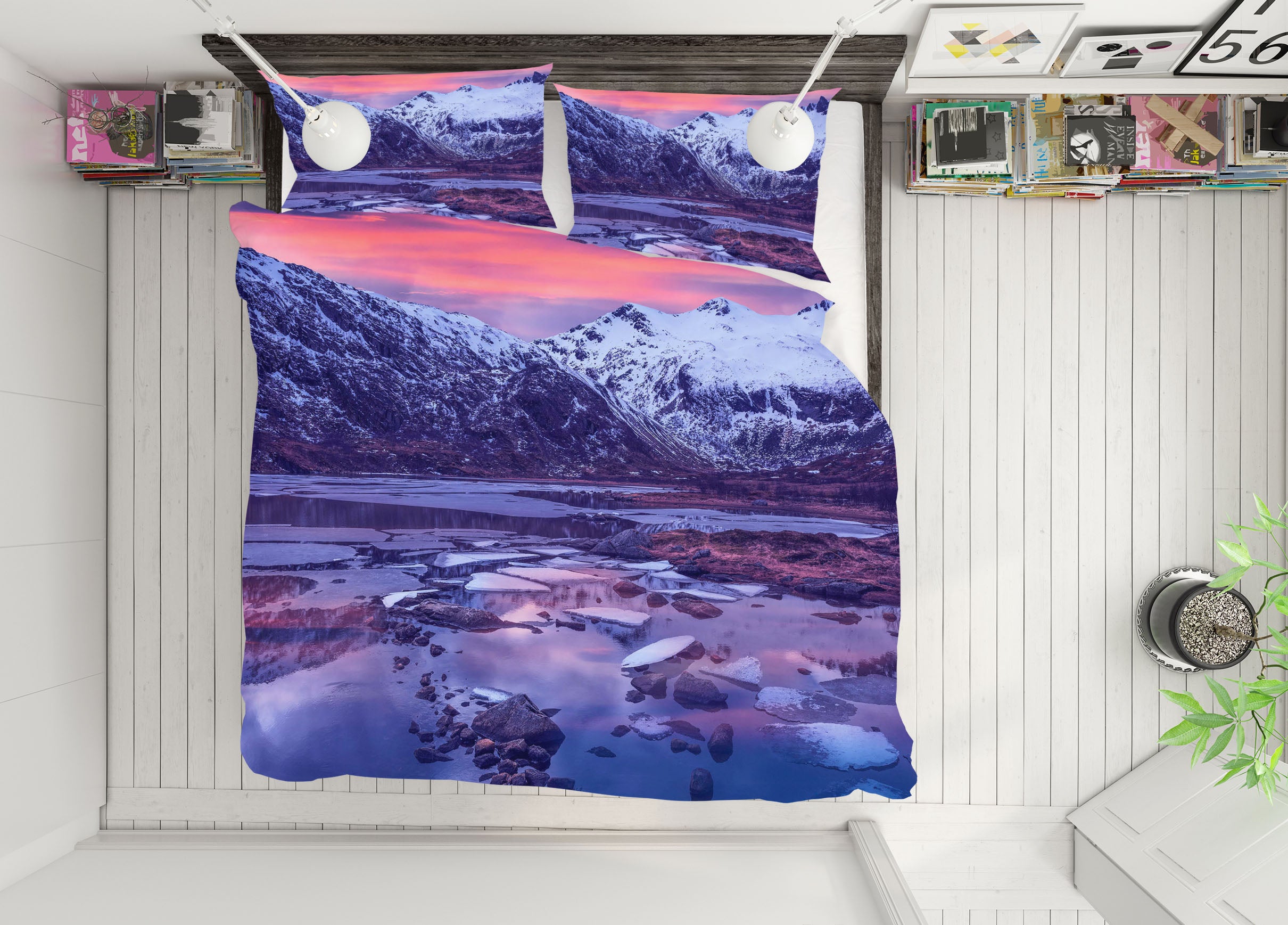 3D Purple Snow Mountain 086 Marco Carmassi Bedding Bed Pillowcases Quilt