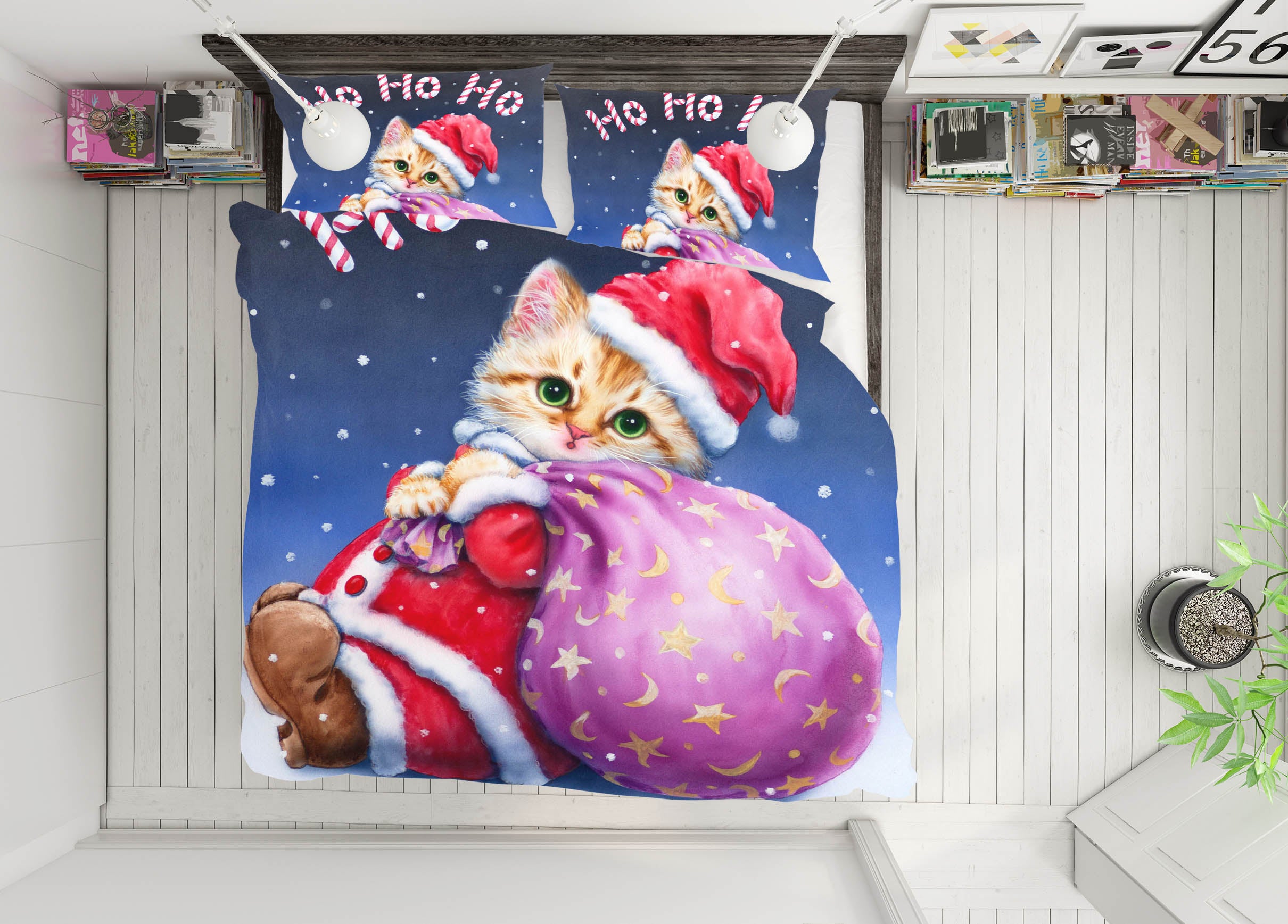 3D Christmas Cat 5840 Kayomi Harai Bedding Bed Pillowcases Quilt Cover Duvet Cover