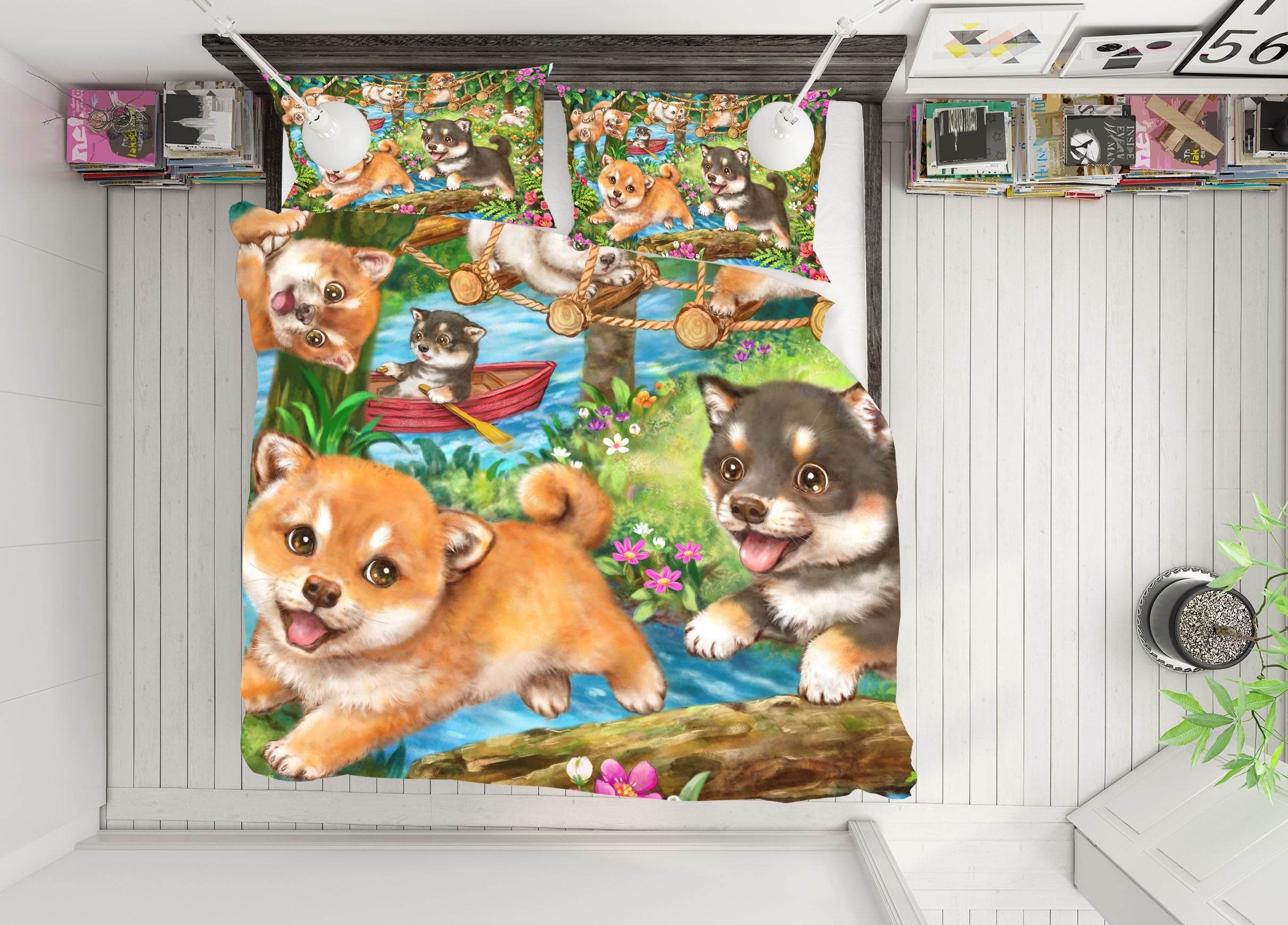 3D Dog Playing 5853 Kayomi Harai Bedding Bed Pillowcases Quilt Cover Duvet Cover