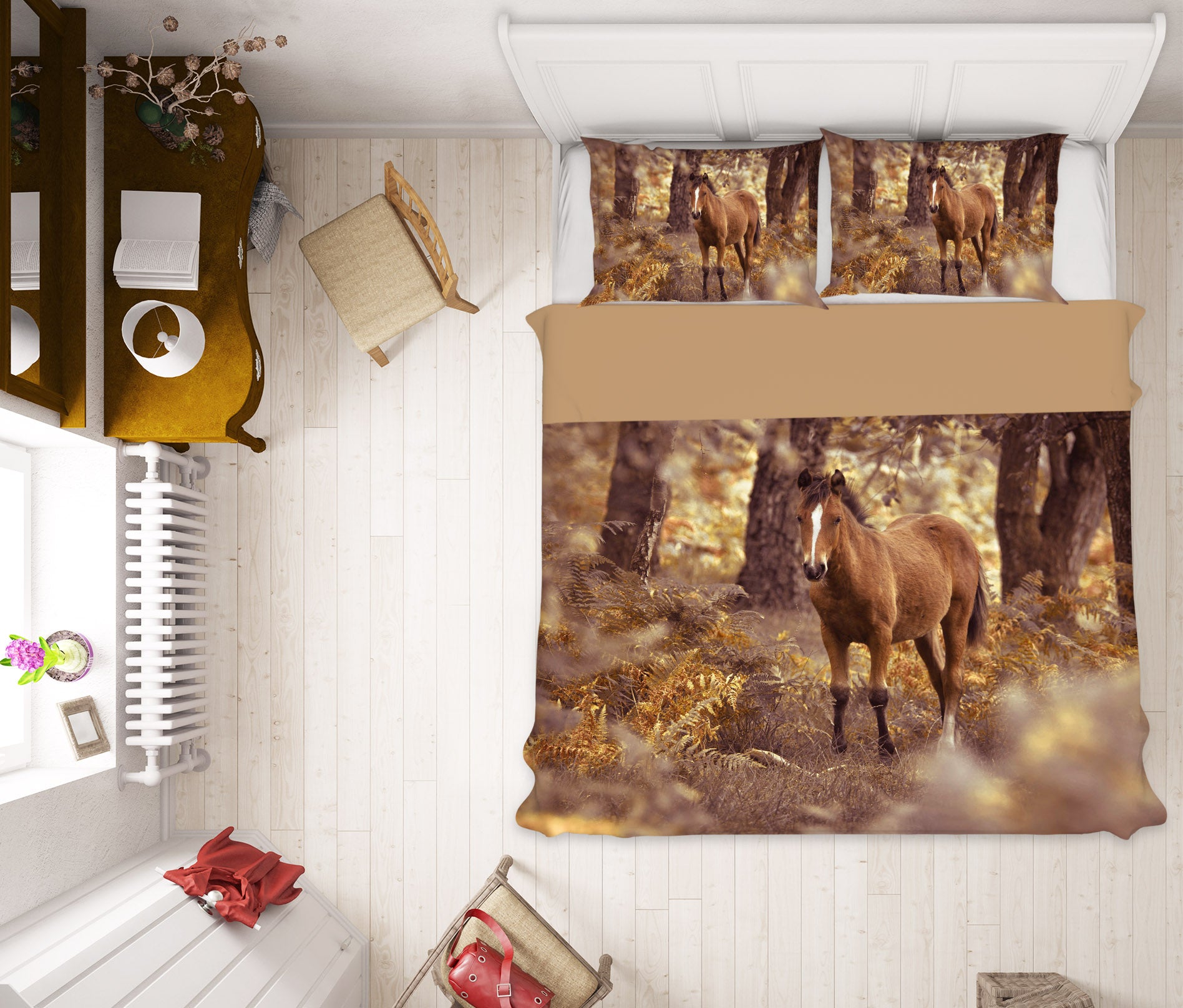 3D Forest Horse 1006 Assaf Frank Bedding Bed Pillowcases Quilt