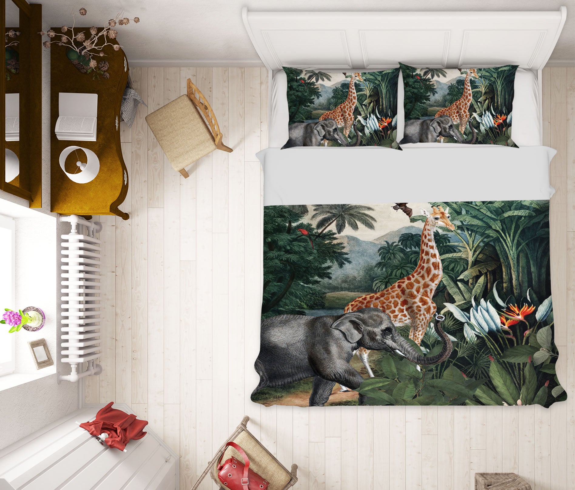 3D Giraffe Elephant 033 Uta Naumann Bedding Bed Pillowcases Quilt