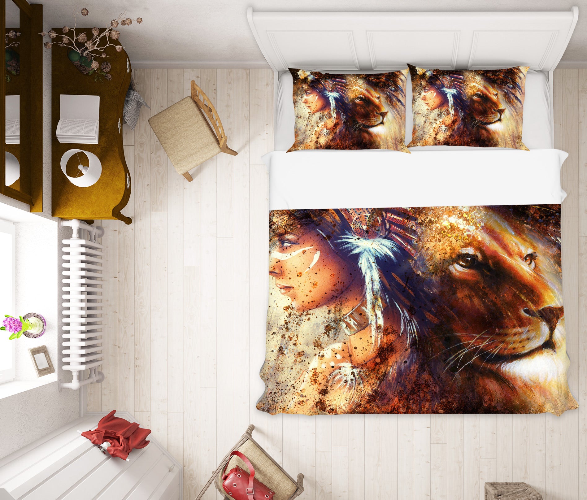 3D Woman Lion 027 Bed Pillowcases Quilt