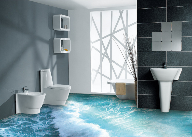 3D Waves 003 Floor Mural Wallpaper AJ Wallpaper 2 