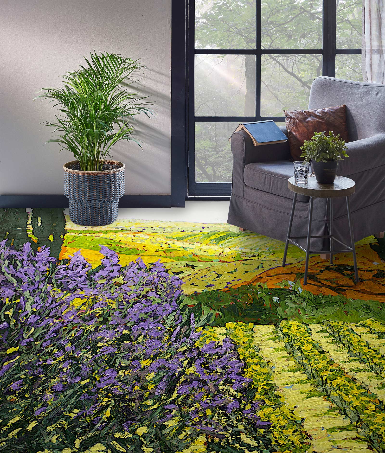 3D Purple Flowers Field Painting 9524 Allan P. Friedlander Floor Mural  Wallpaper Murals Self-Adhesive Removable Print Epoxy