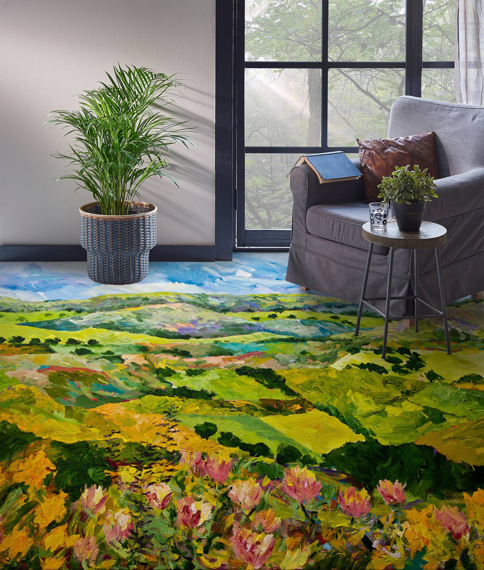 3D Lawn Hillside Flowers 9622 Allan P. Friedlander Floor Mural  Wallpaper Murals Self-Adhesive Removable Print Epoxy