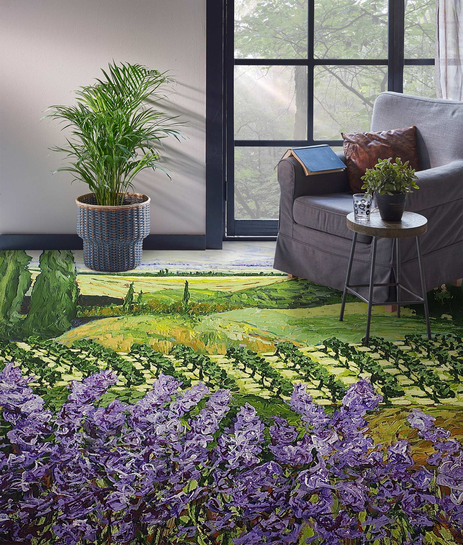 3D Purple Flowers Hillside Field 9523 Allan P. Friedlander Floor Mural  Wallpaper Murals Self-Adhesive Removable Print Epoxy