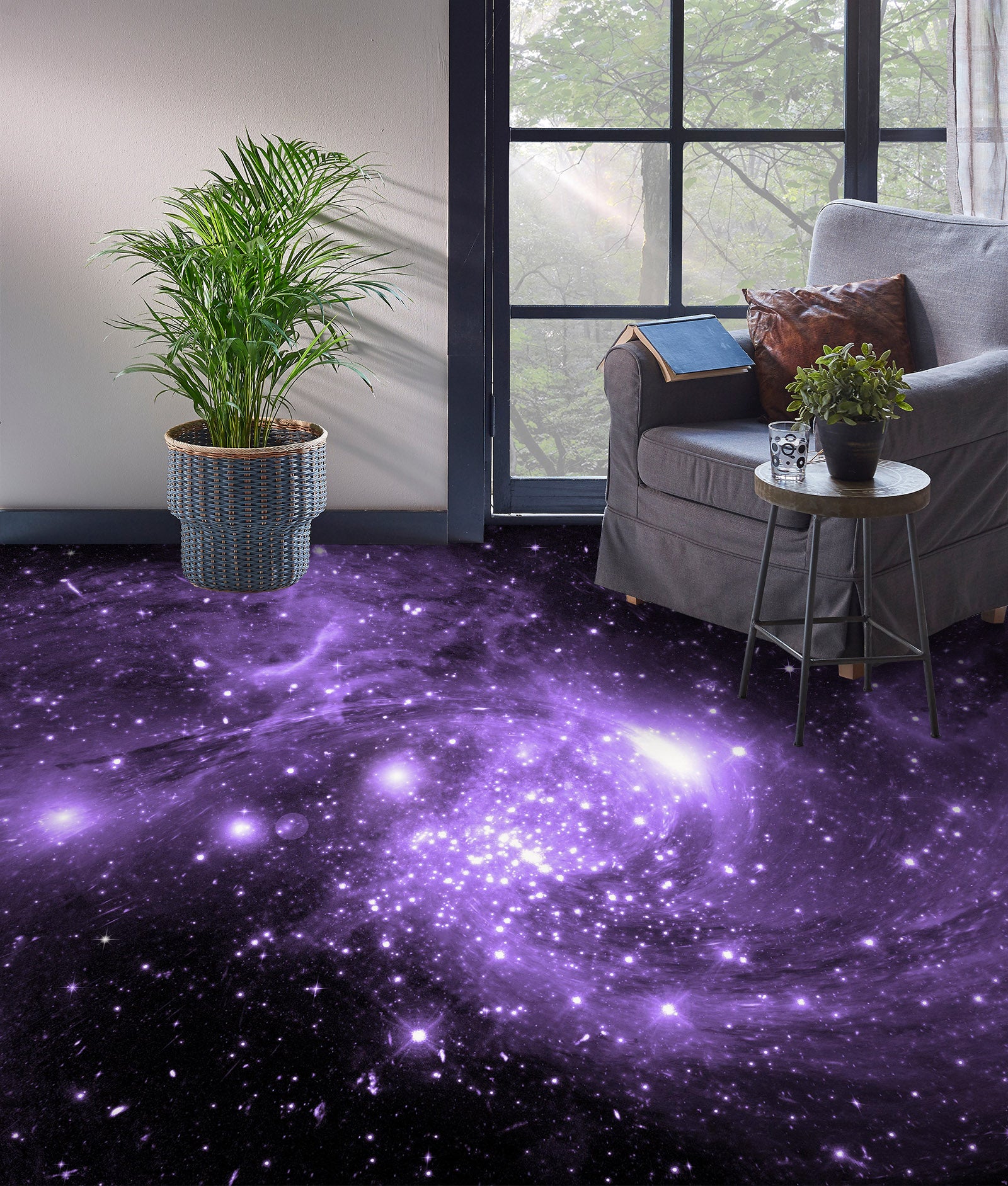 3D Dazzling Purple Universe 077 Floor Mural  Wallpaper Murals Rug & Mat Print Epoxy waterproof bath floor