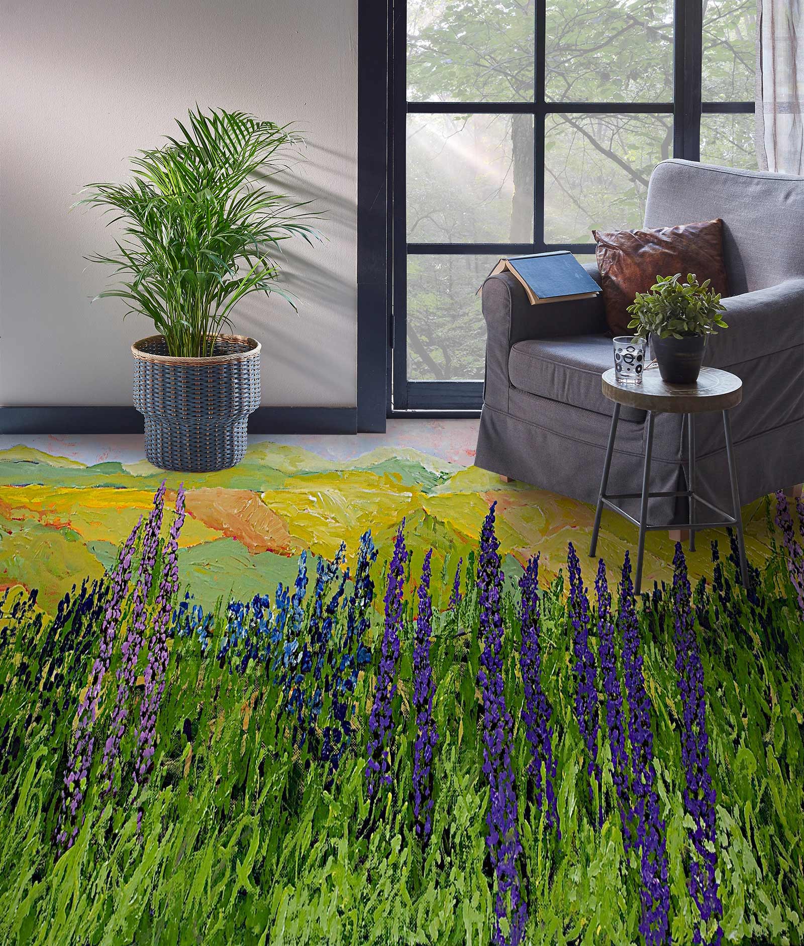 3D Grass Flower Bush 9555 Allan P. Friedlander Floor Mural  Wallpaper Murals Self-Adhesive Removable Print Epoxy