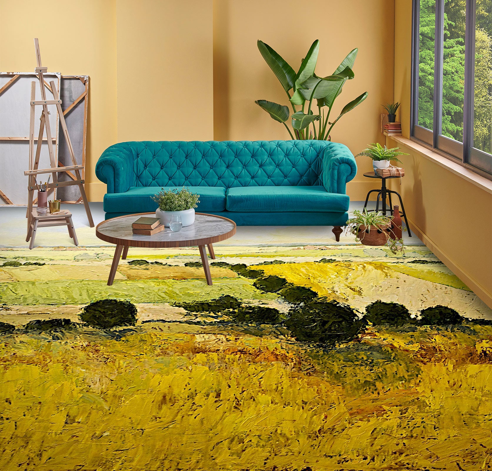 3D Golden Grass 9521 Allan P. Friedlander Floor Mural  Wallpaper Murals Self-Adhesive Removable Print Epoxy