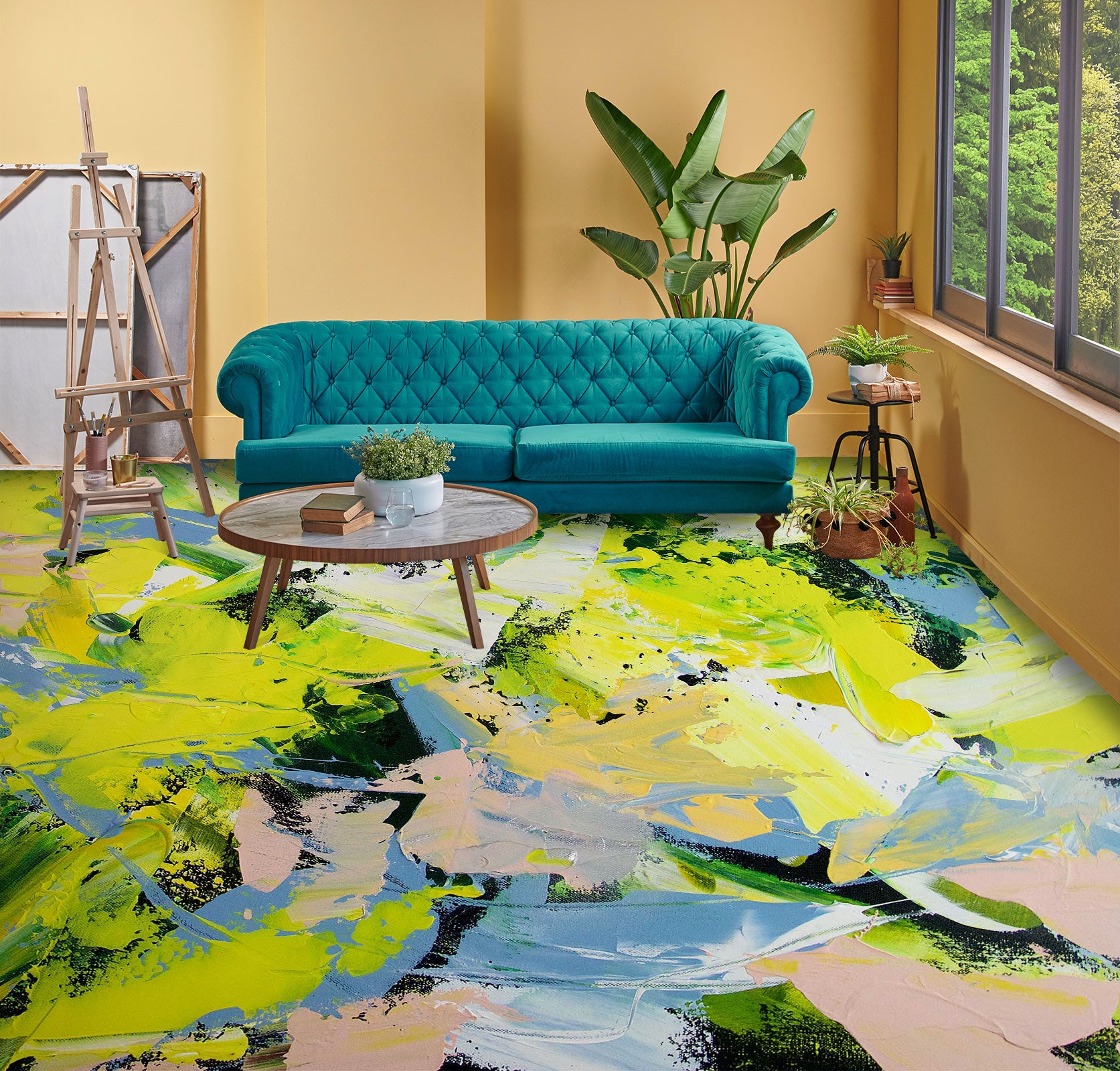 3D Green Pigment Pattern 9668 Allan P. Friedlander Floor Mural  Wallpaper Murals Self-Adhesive Removable Print Epoxy