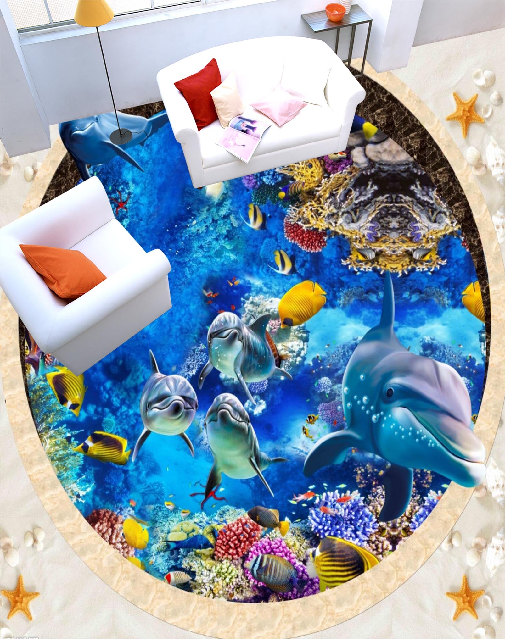 3D Sea Fish 113 Floor Mural  Self-Adhesive Sticker Bathroom Non-slip Waterproof Flooring Murals