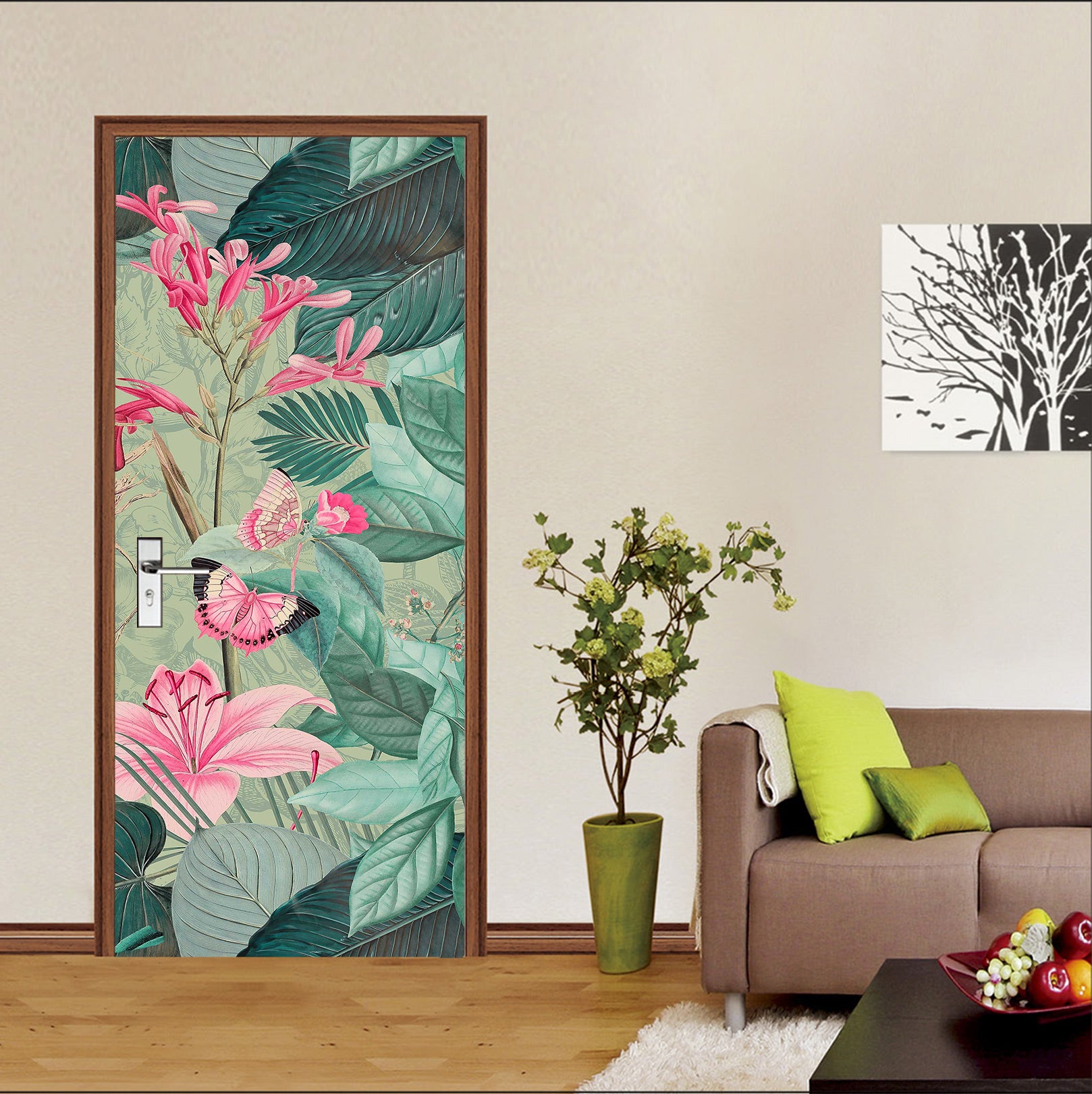 3D Pink Leaves 118106 Andrea Haase Door Mural