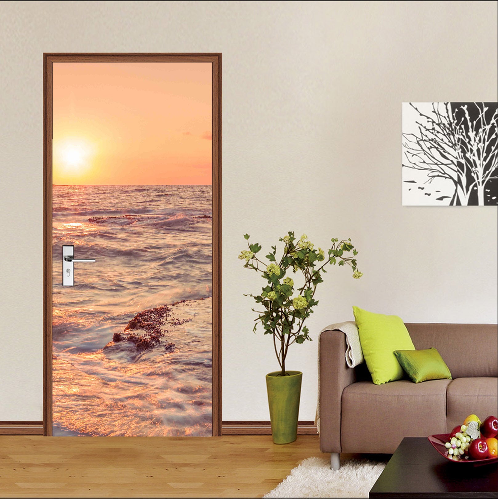 3D Sea Waves Sunset 101205 Assaf Frank Door Mural