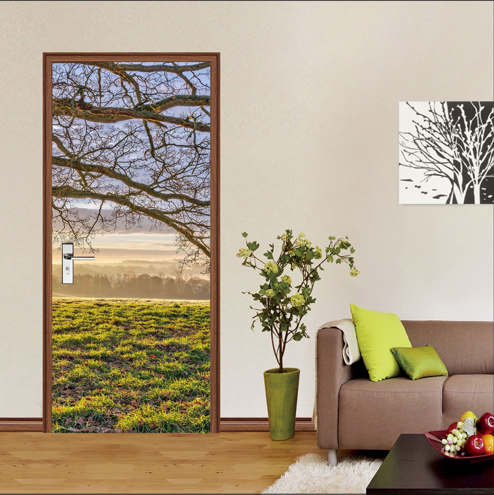 3D Grass Branches 10246 Assaf Frank Door Mural