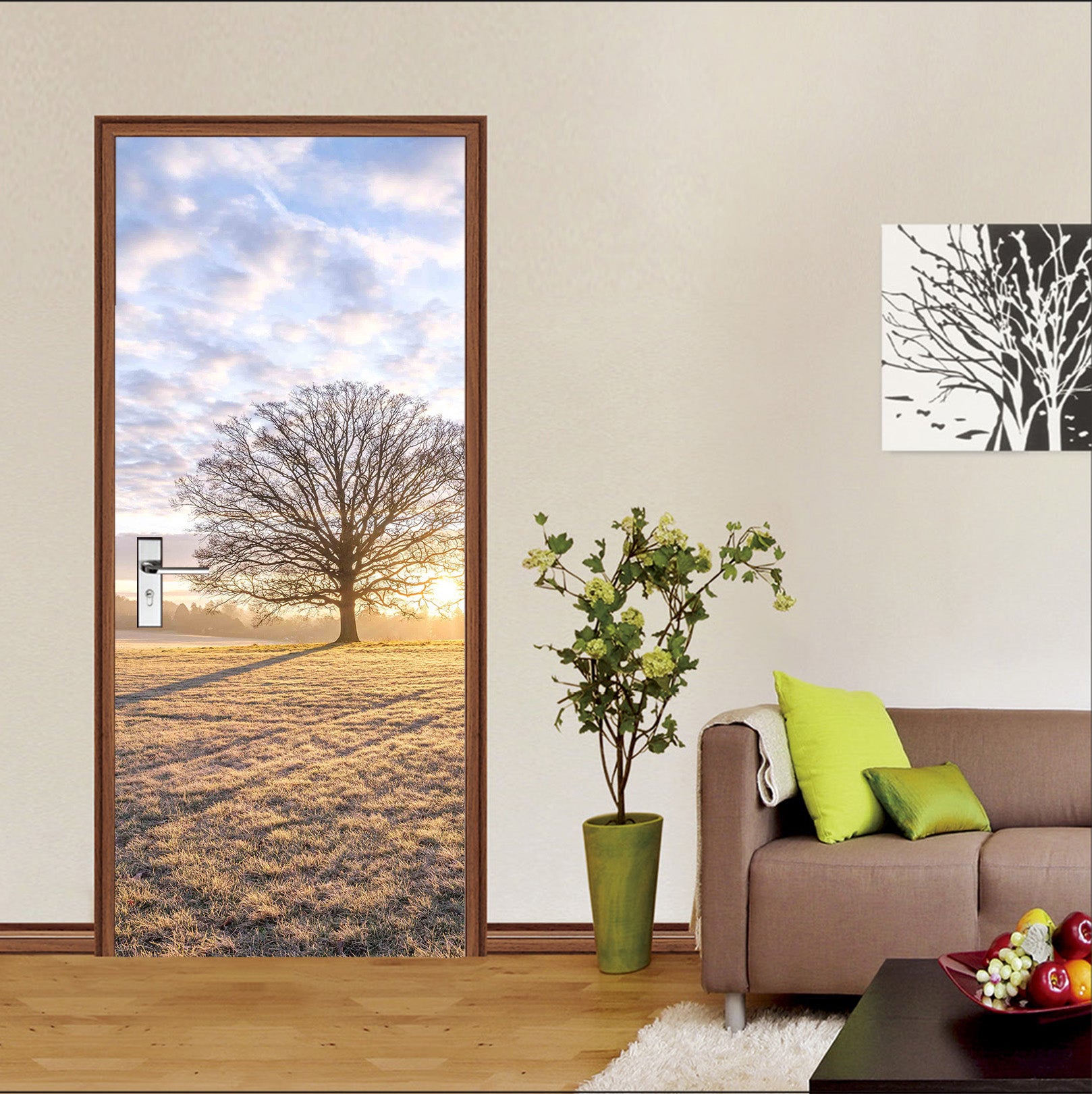 3D Tree Grass Sky 10240 Assaf Frank Door Mural