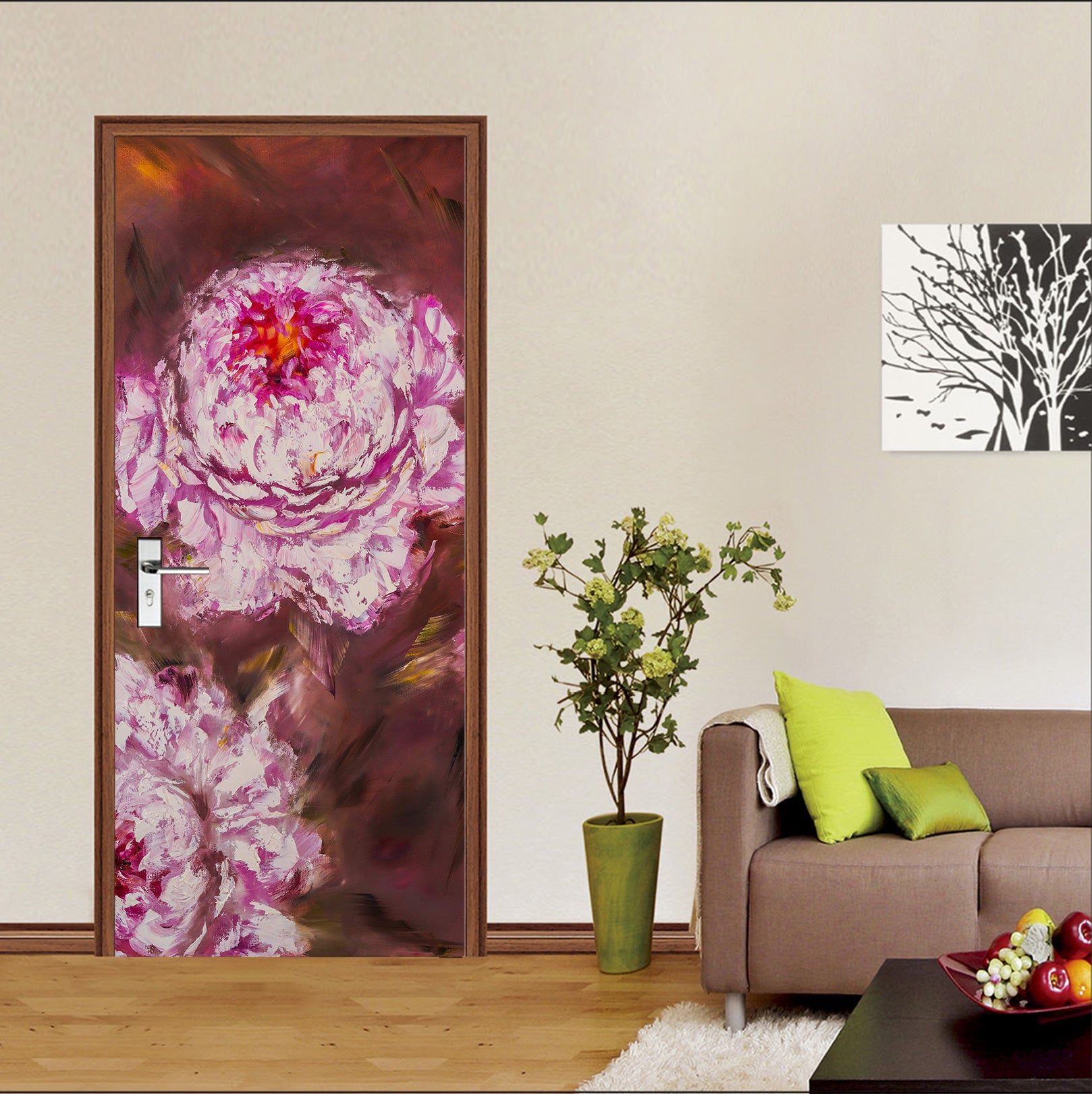 3D Pink Peony 3117 Skromova Marina Door Mural