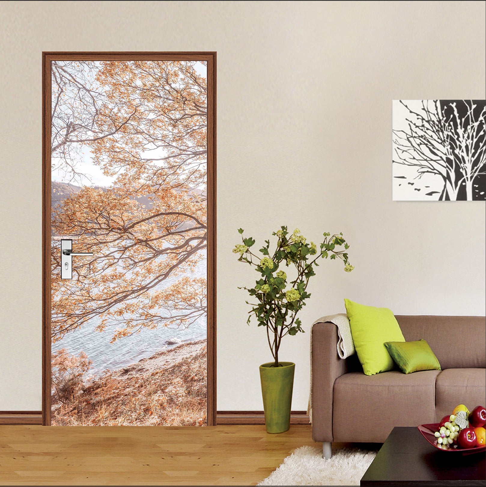 3D Trees River 10212 Assaf Frank Door Mural