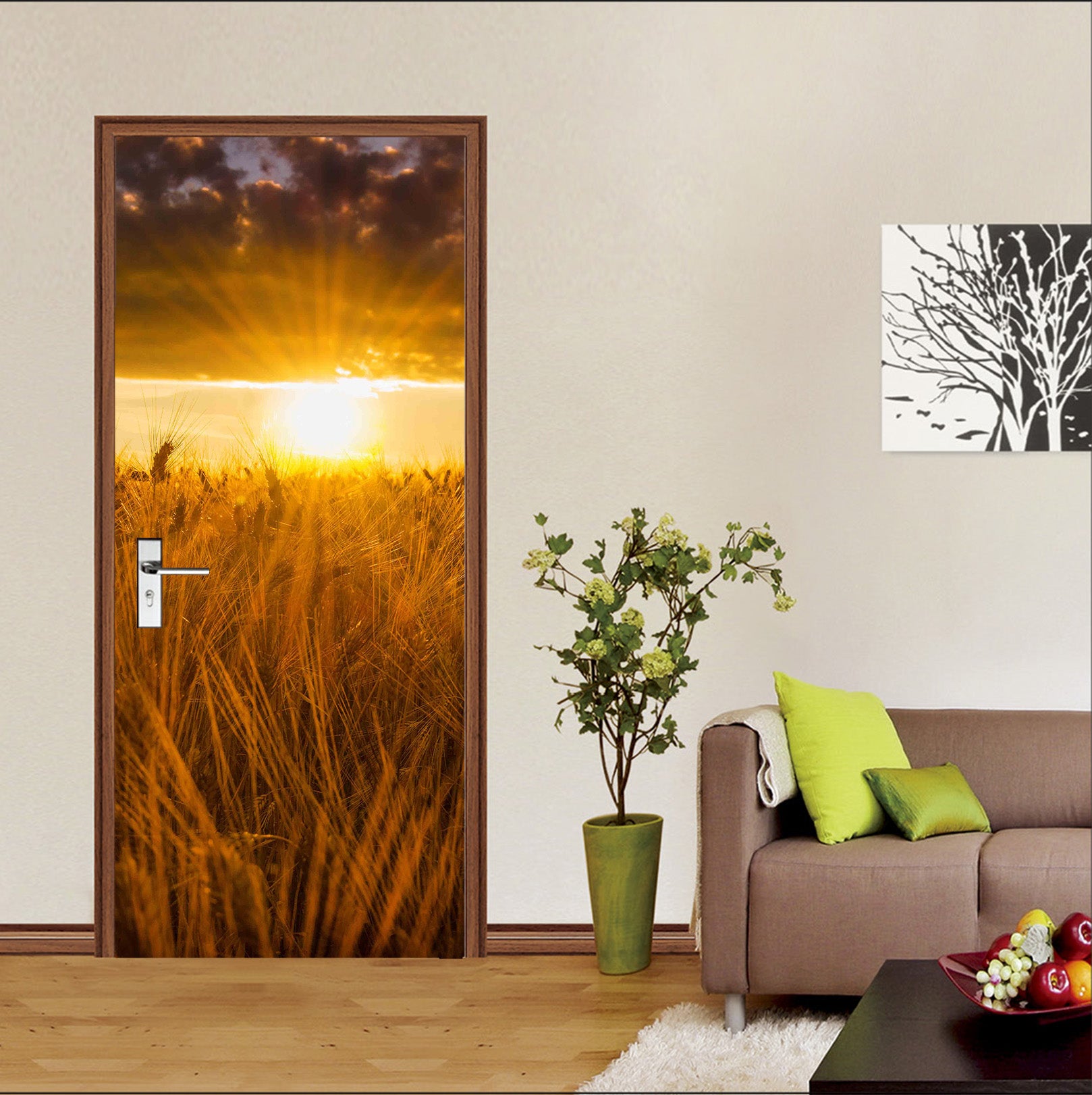 3D Wheat Sunlight 114114 Marco Carmassi Door Mural